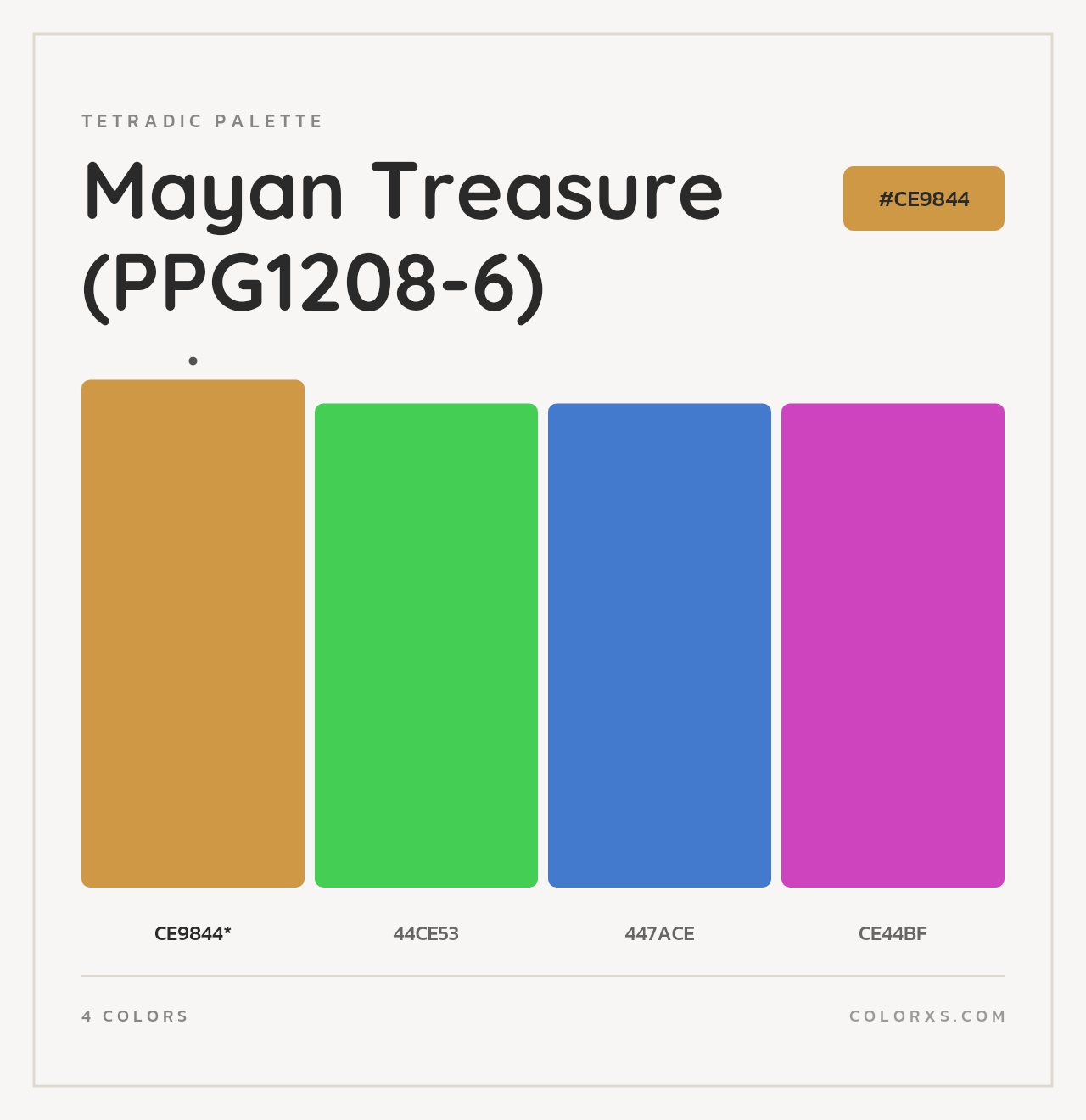 Mayan Treasure (PPG1208-6) - Tetradic Color Palette