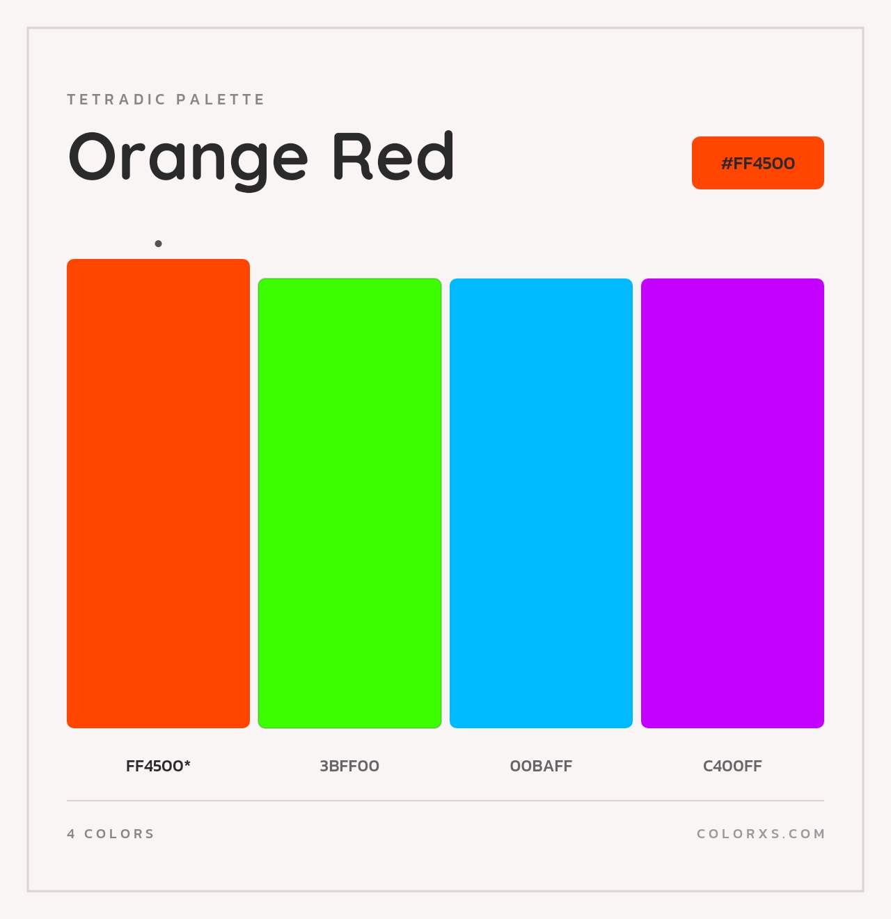 Orange Red - Tetradic Color Palette