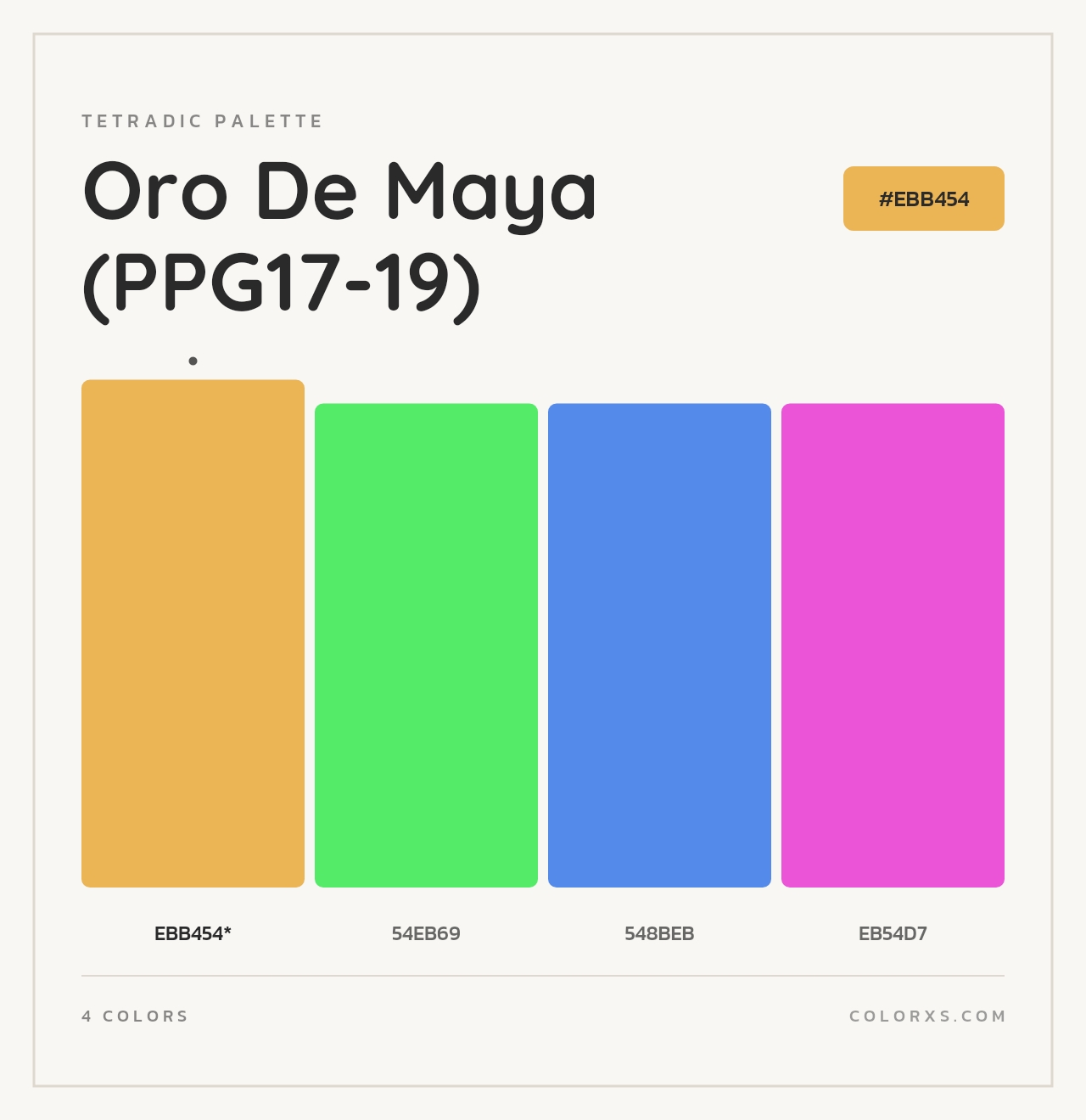 Oro De Maya (PPG17-19) - Tetradic Color Palette