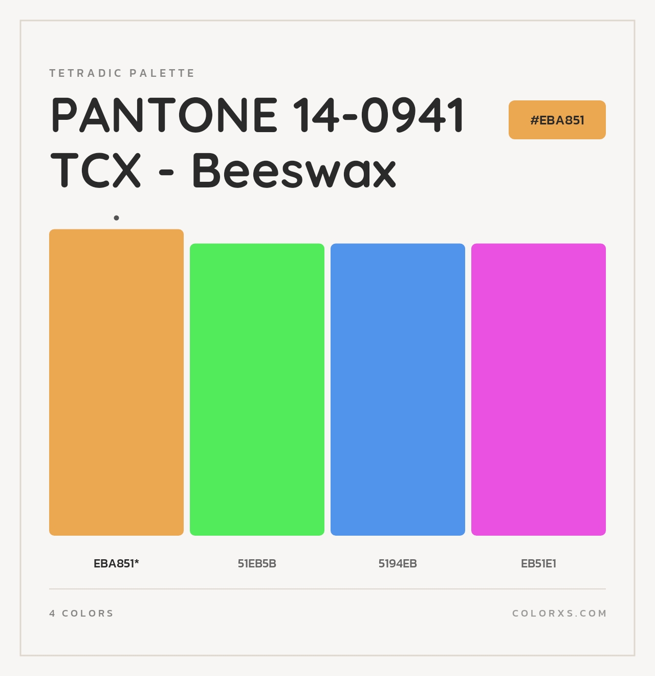 PANTONE 14-0941 TCX - Beeswax - Tetradic Color Palette