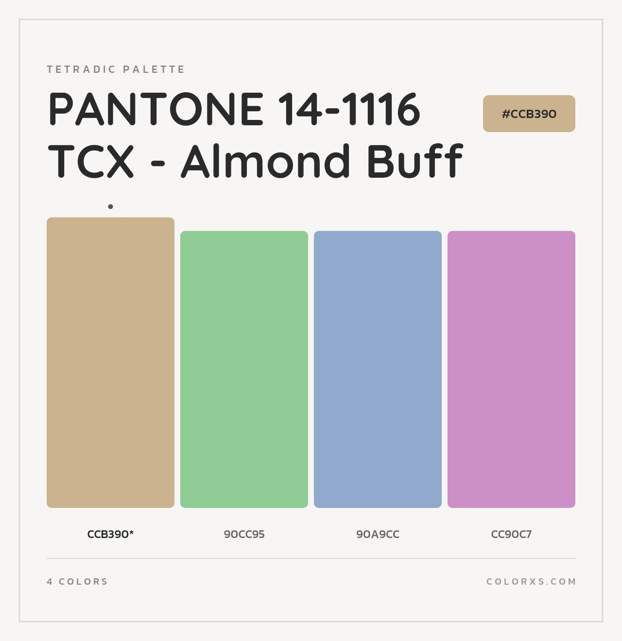 PANTONE 14-1116 TCX - Almond Buff - Tetradic Color Palette