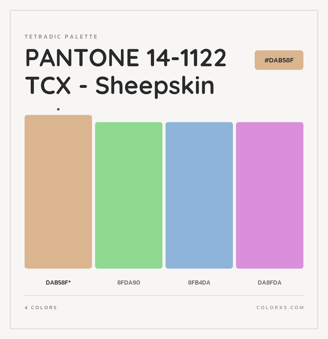 PANTONE 14-1122 TCX - Sheepskin - Tetradic Color Palette