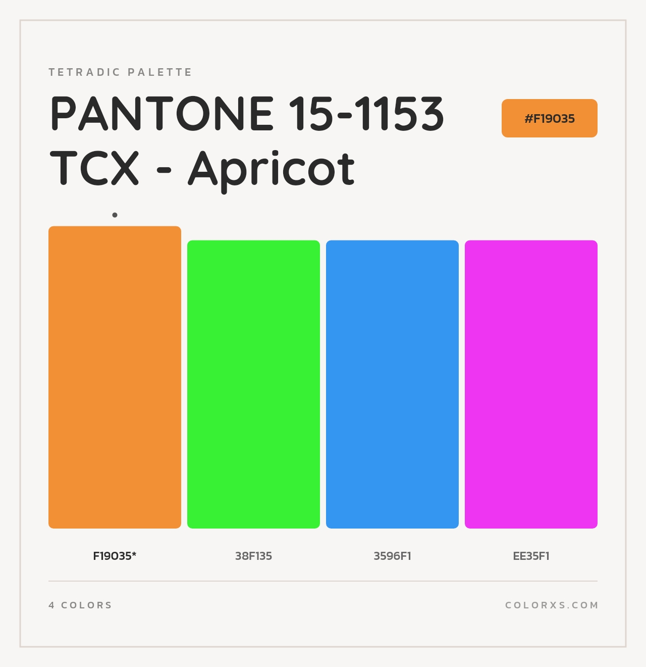 PANTONE 15-1153 TCX - Apricot - Tetradic Color Palette