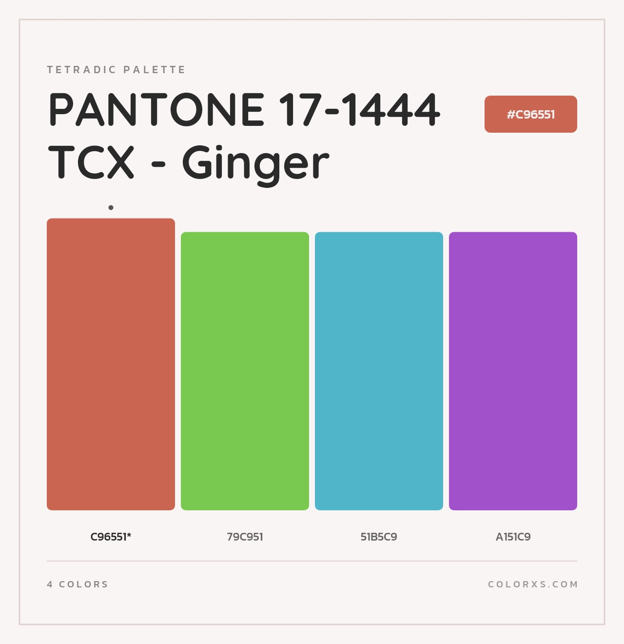 PANTONE 17-1444 TCX - Ginger - Tetradic Color Palette