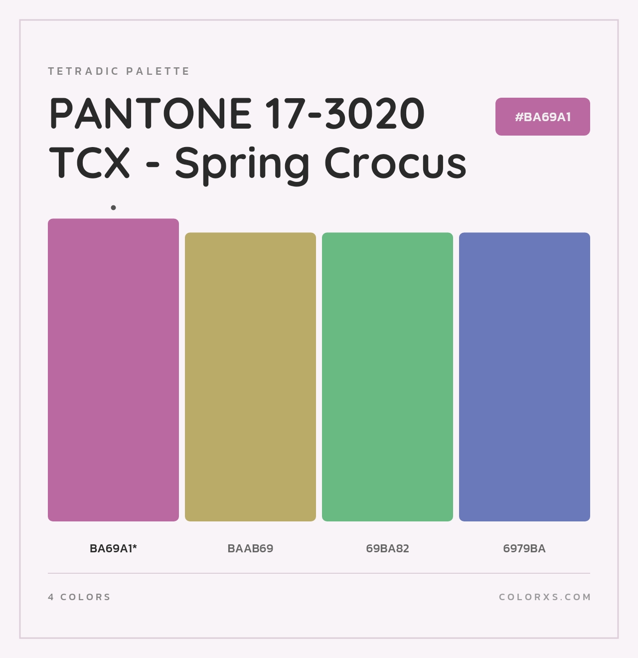 PANTONE 17-3020 TCX - Spring Crocus - Tetradic Color Palette