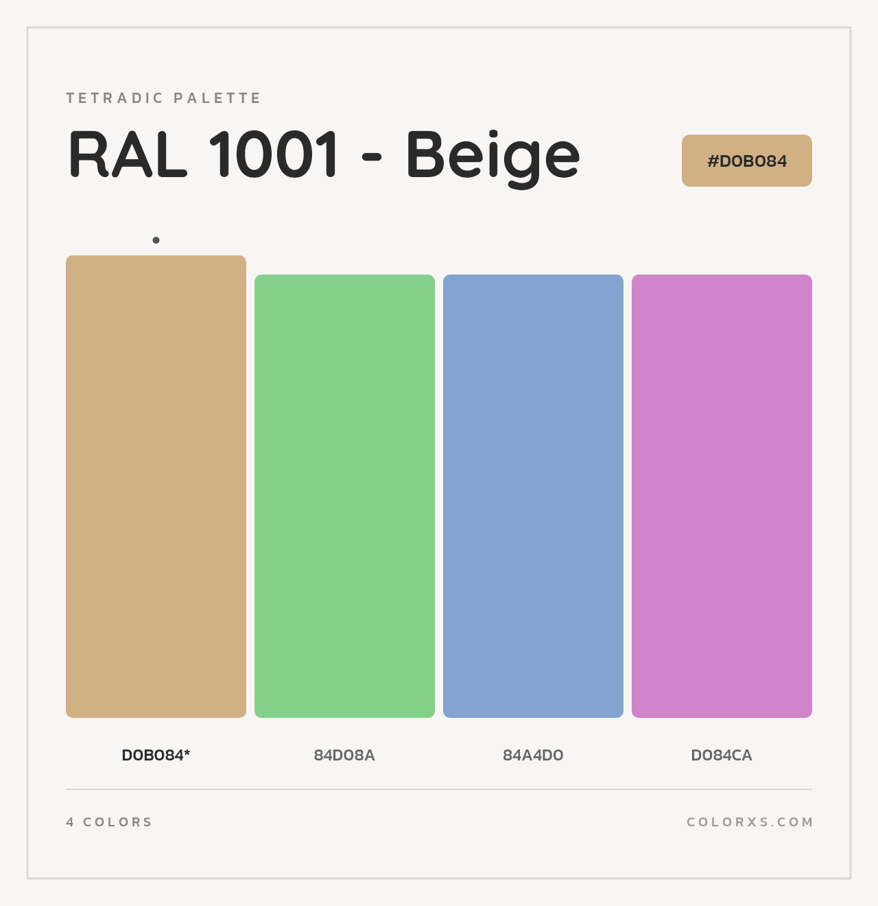 RAL 1001 - Beige - Tetradic Color Palette