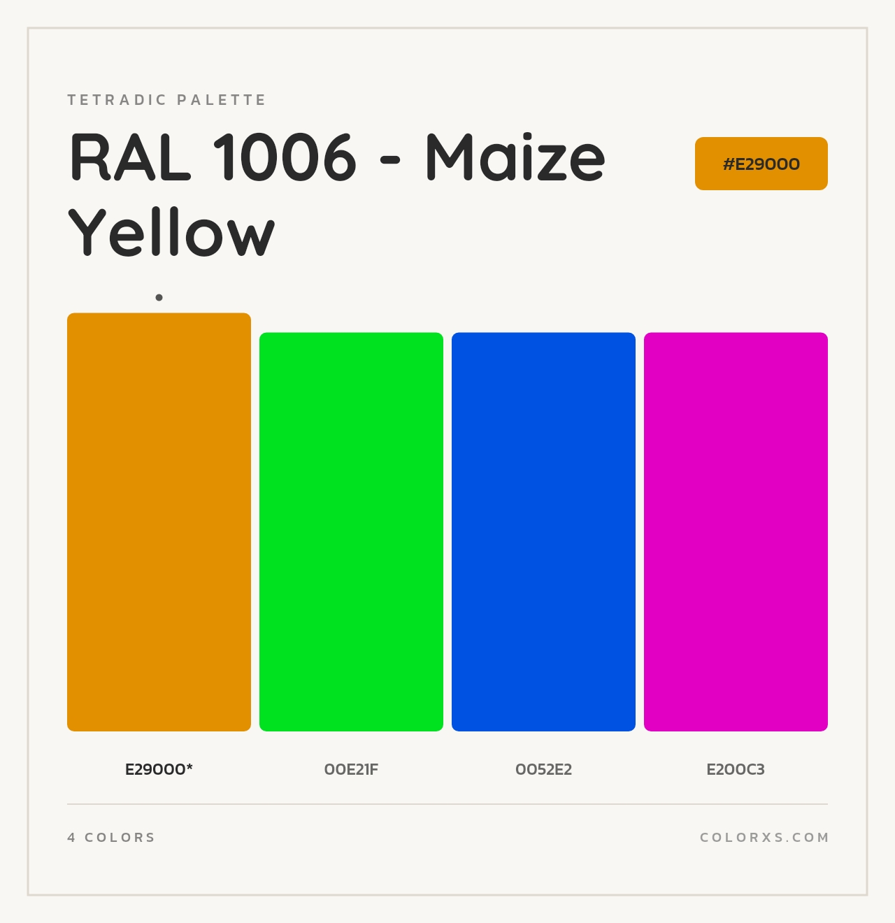 RAL 1006 - Maize Yellow - Tetradic Color Palette