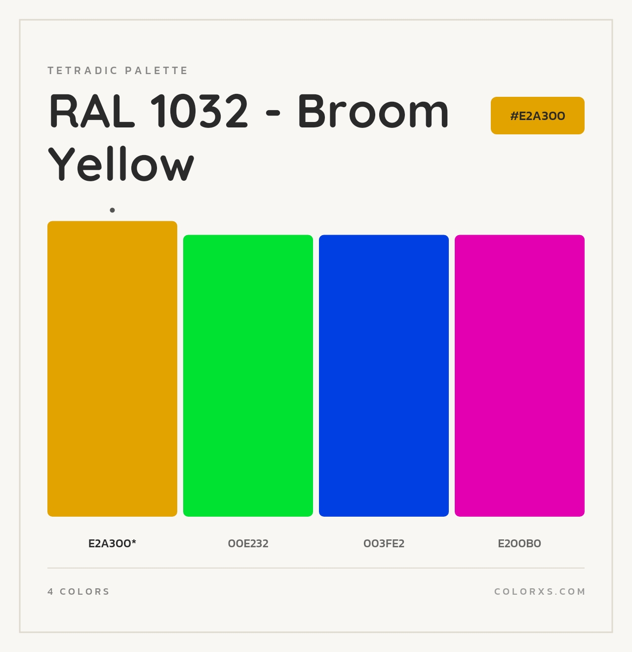 RAL 1032 - Broom Yellow - Tetradic Color Palette