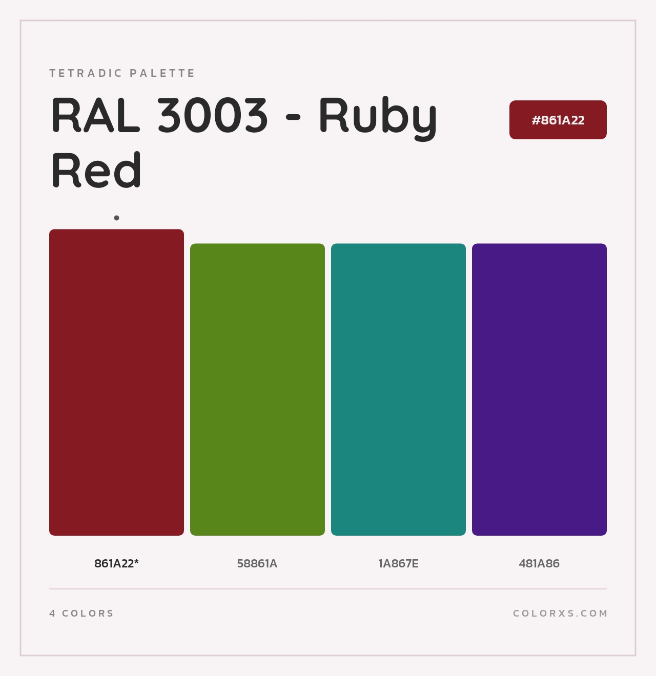 RAL 3003 - Ruby Red - Tetradic Color Palette