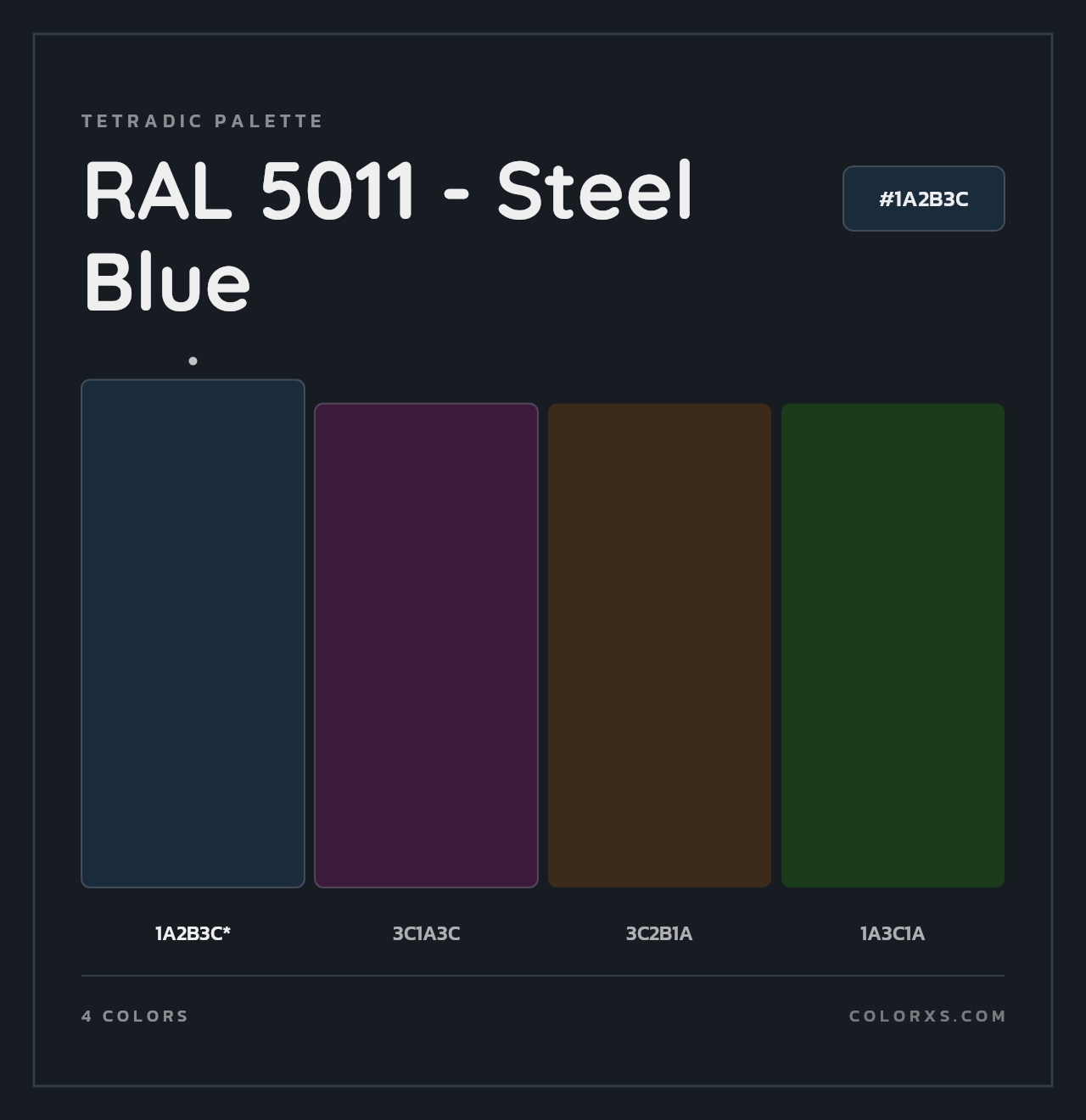 RAL 5011 - Steel Blue - Tetradic Color Palette