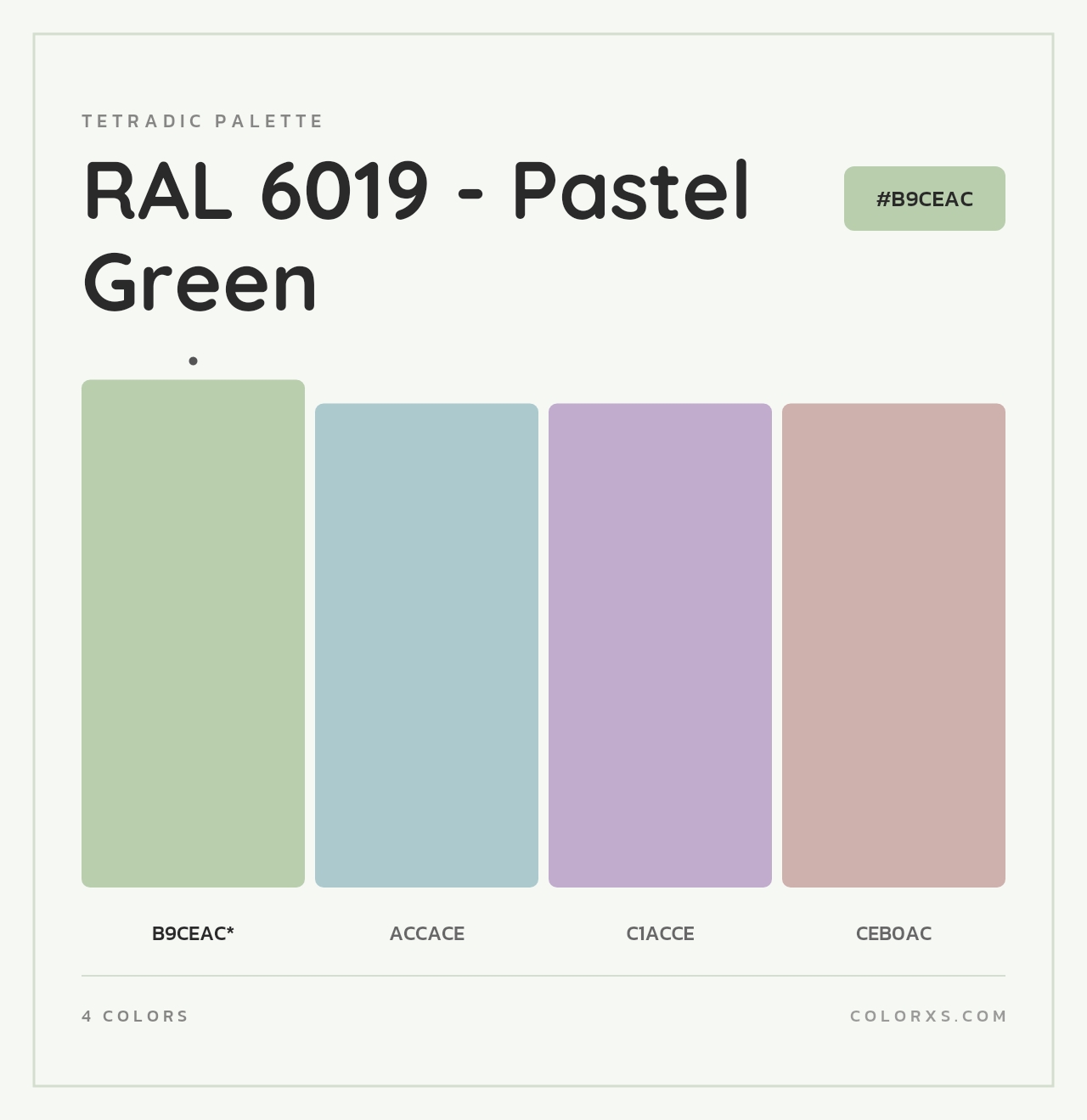 RAL 6019 - Pastel Green - Tetradic Color Palette