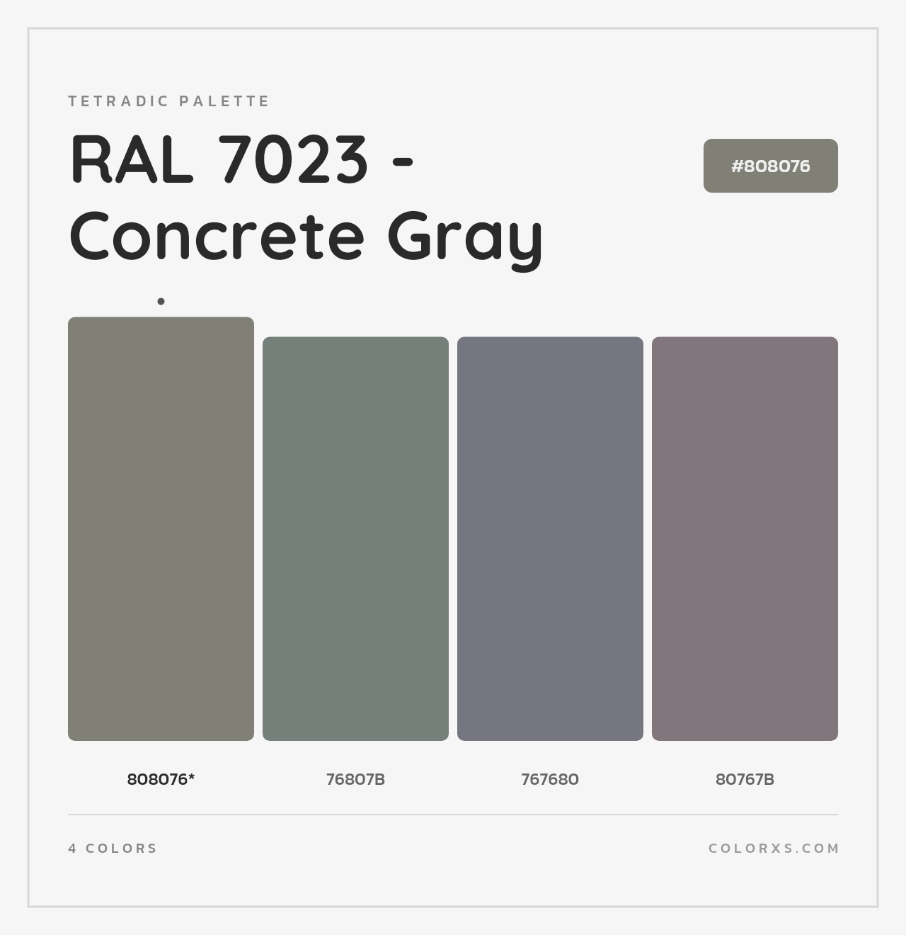 RAL 7023 - Concrete Gray - Tetradic Color Palette