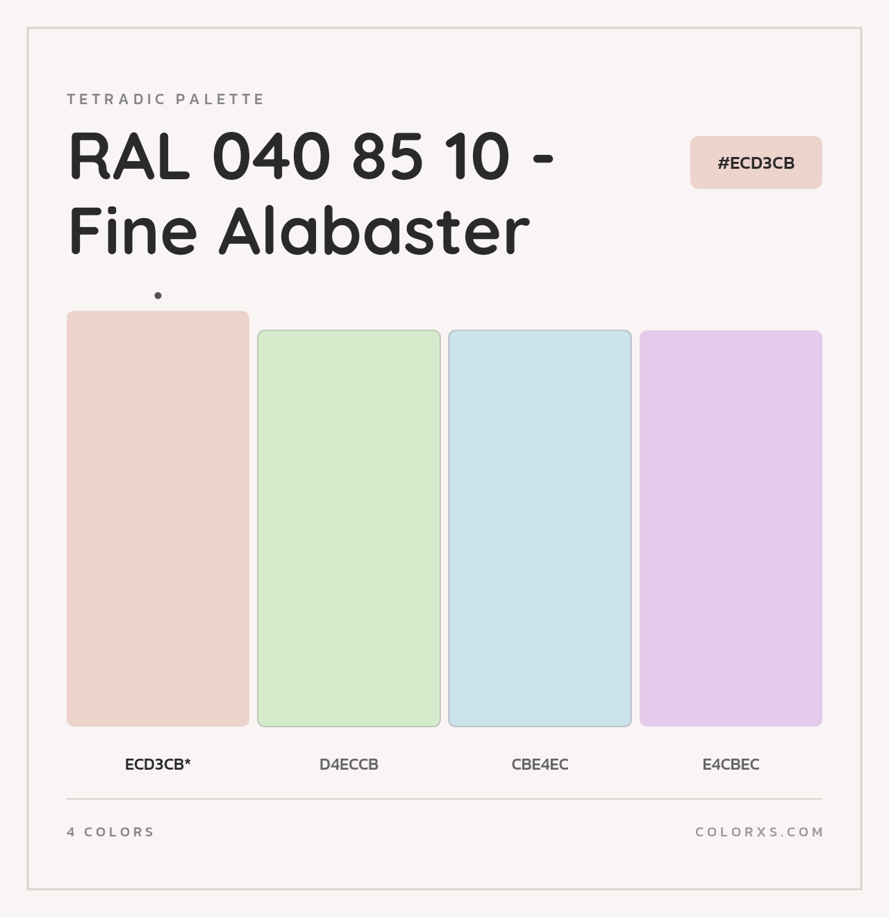 RAL 040 85 10 - Fine Alabaster - Tetradic Color Palette