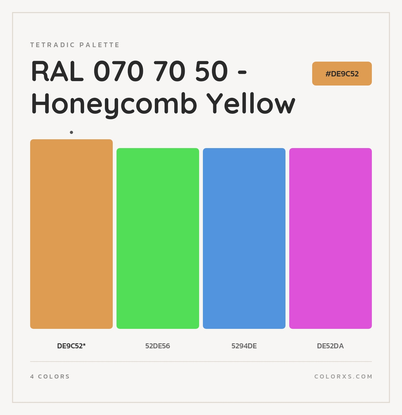 RAL 070 70 50 - Honeycomb Yellow - Tetradic Color Palette