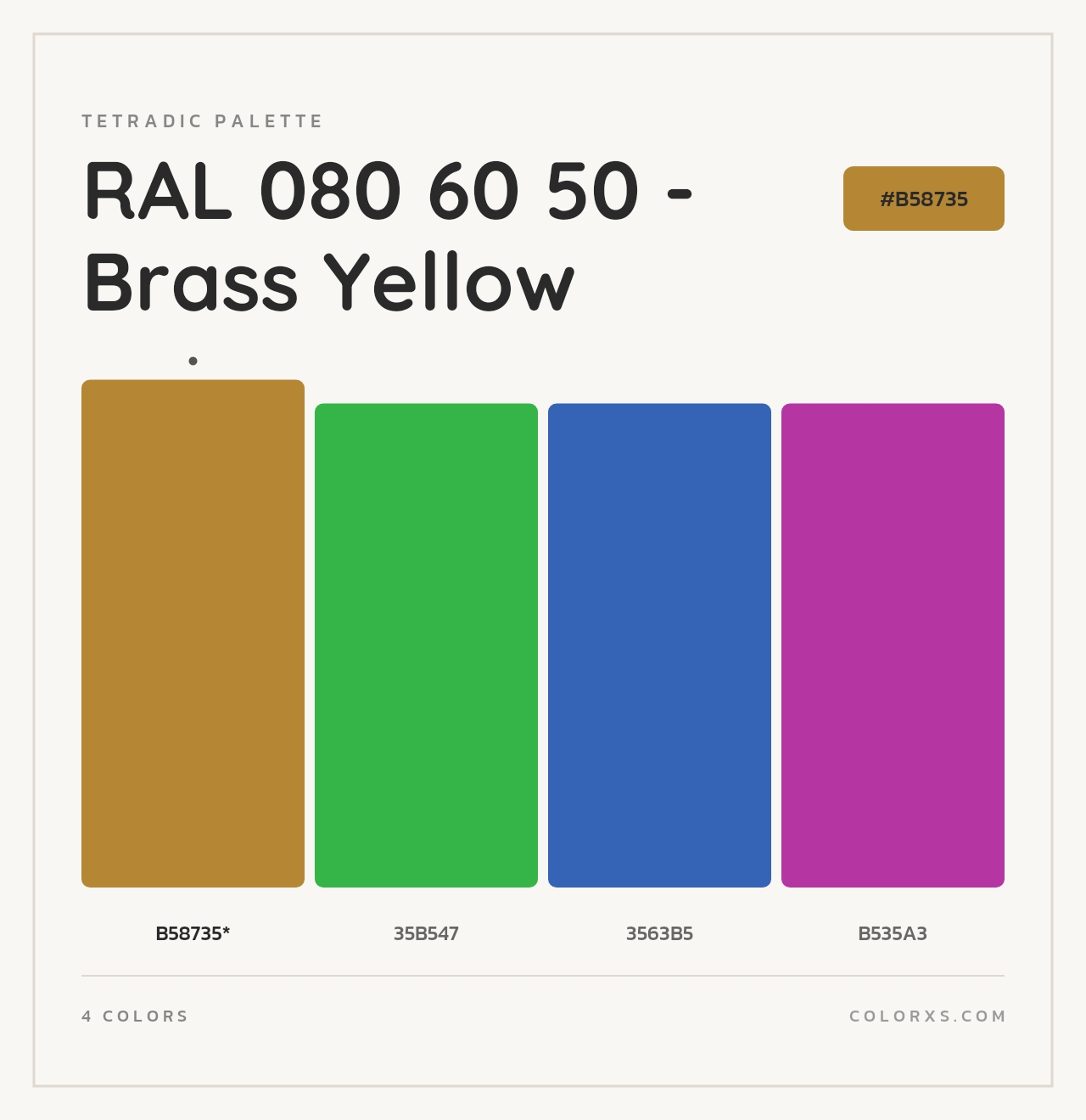 RAL 080 60 50 - Brass Yellow - Tetradic Color Palette