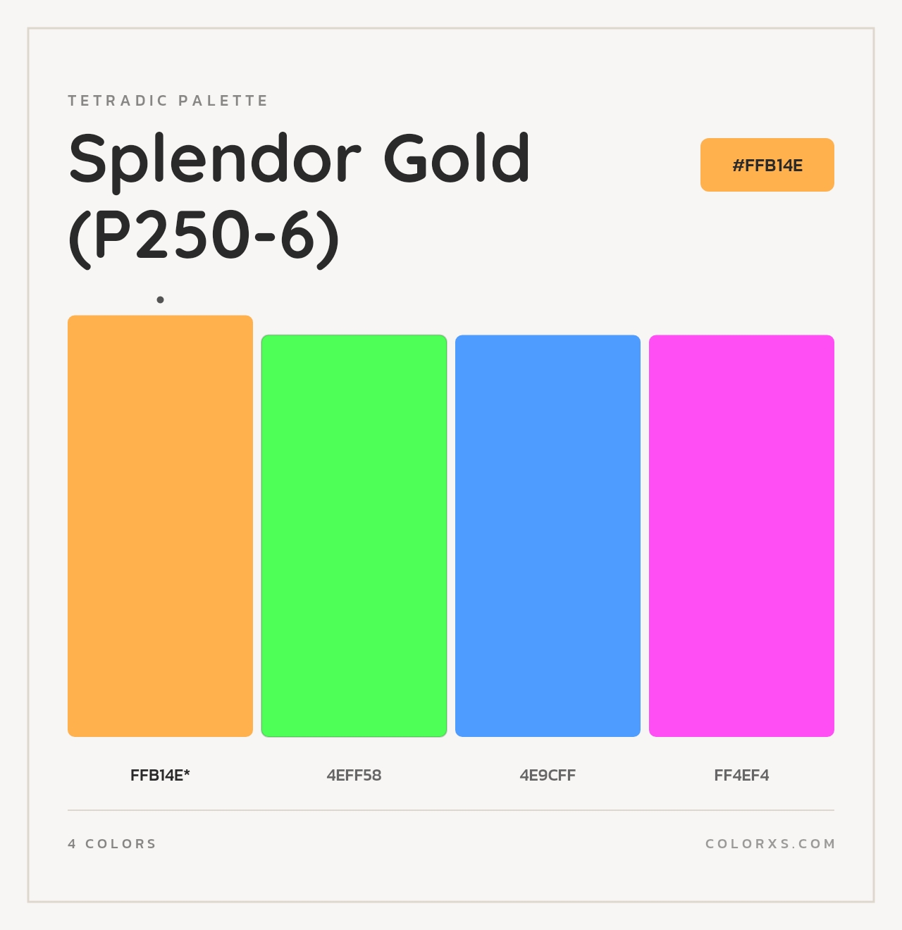 Splendor Gold (P250-6) - Tetradic Color Palette