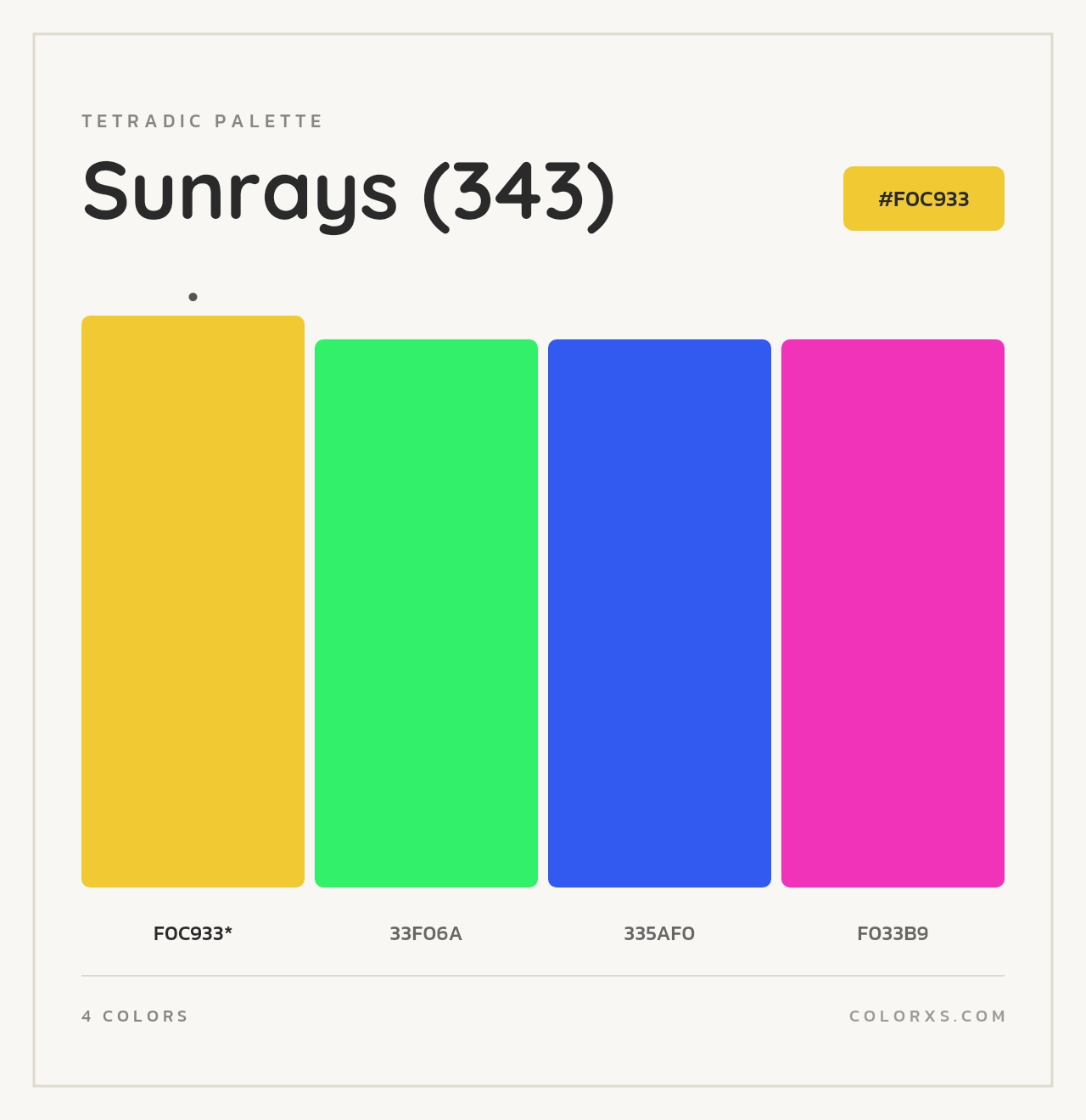 Sunrays (343) - Tetradic Color Palette