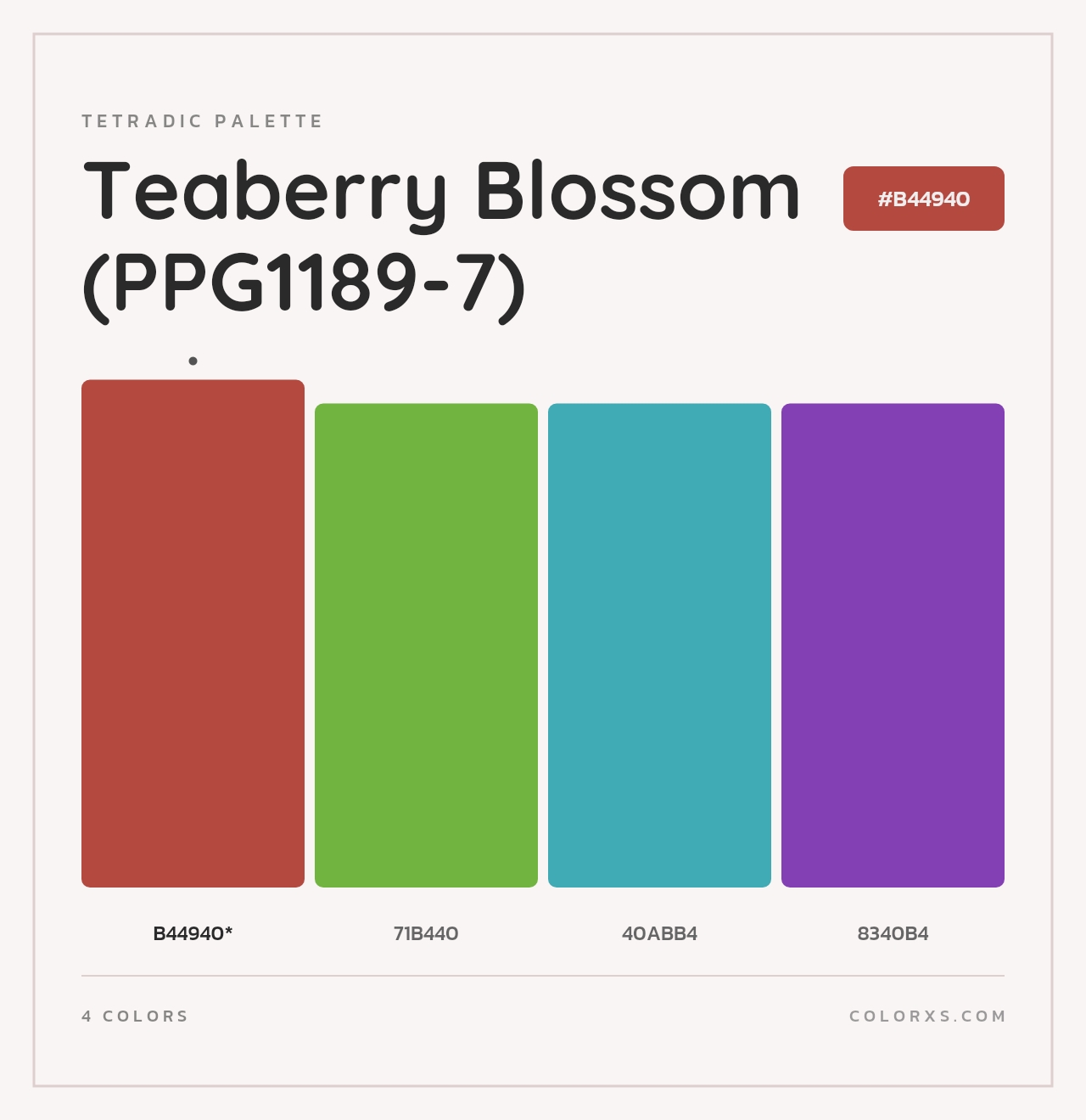 Teaberry Blossom (PPG1189-7) - Tetradic Color Palette