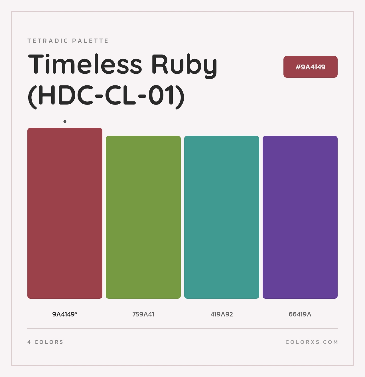 Timeless Ruby (HDC-CL-01) - Tetradic Color Palette
