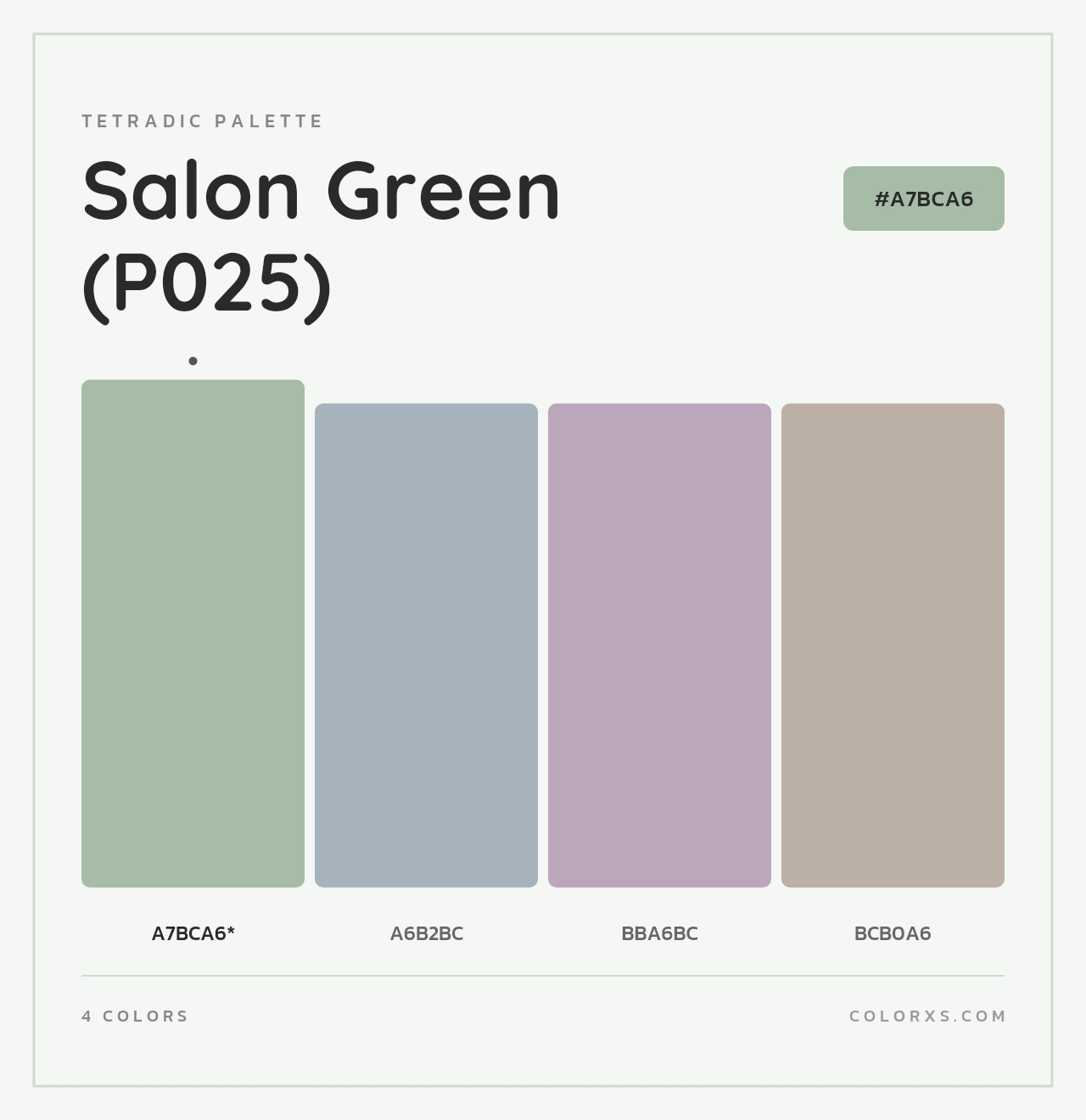 Salon Green (P025) - Tetradic Color Palette