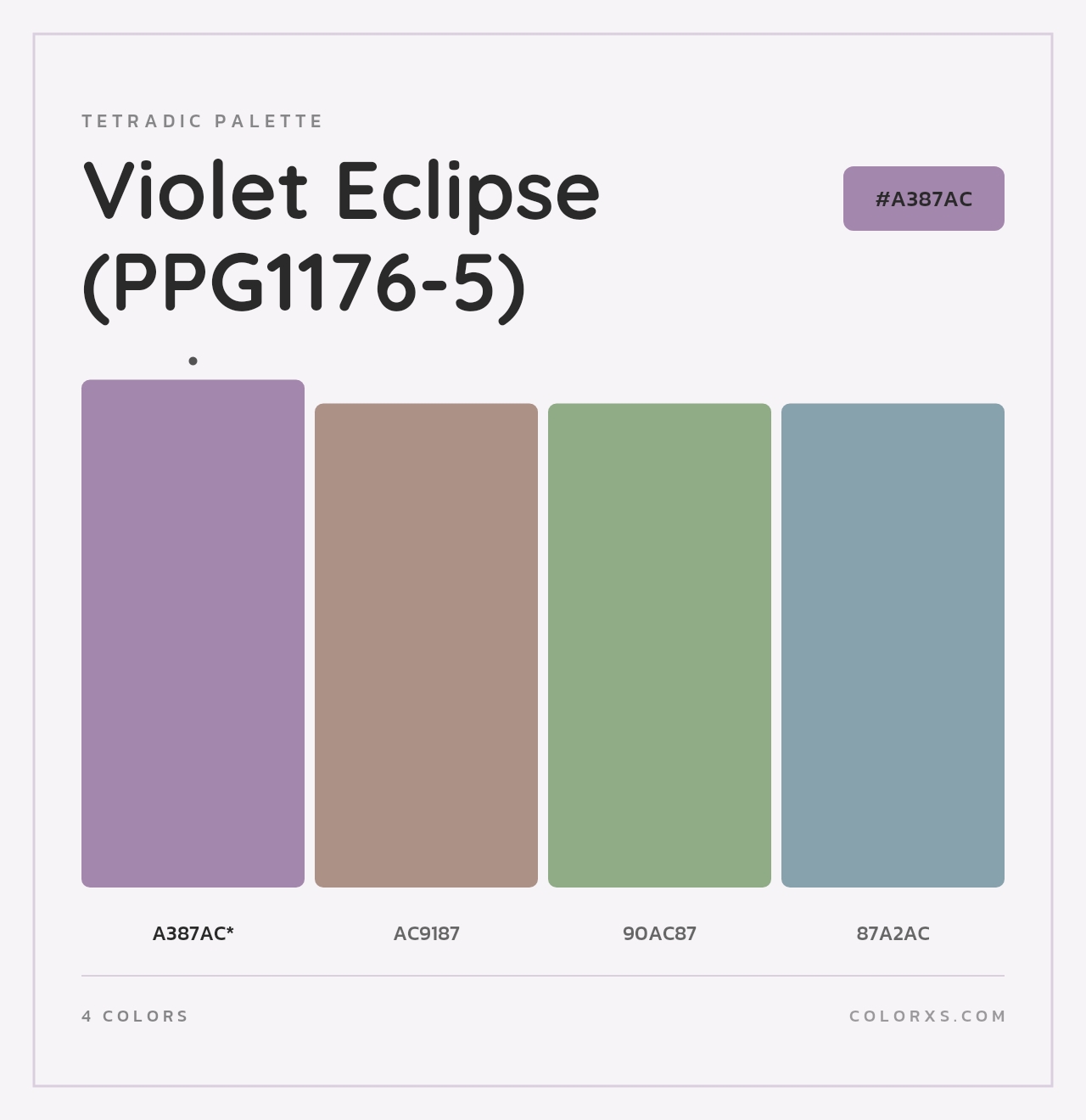 Violet Eclipse (PPG1176-5) - Tetradic Color Palette
