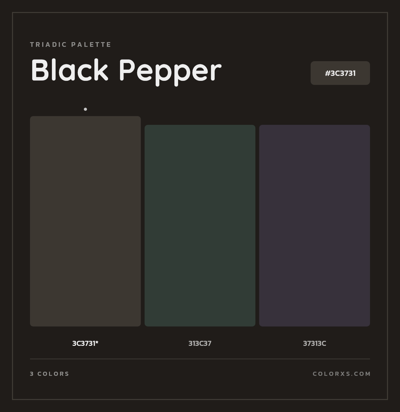 Black Pepper - Triadic Color Palette