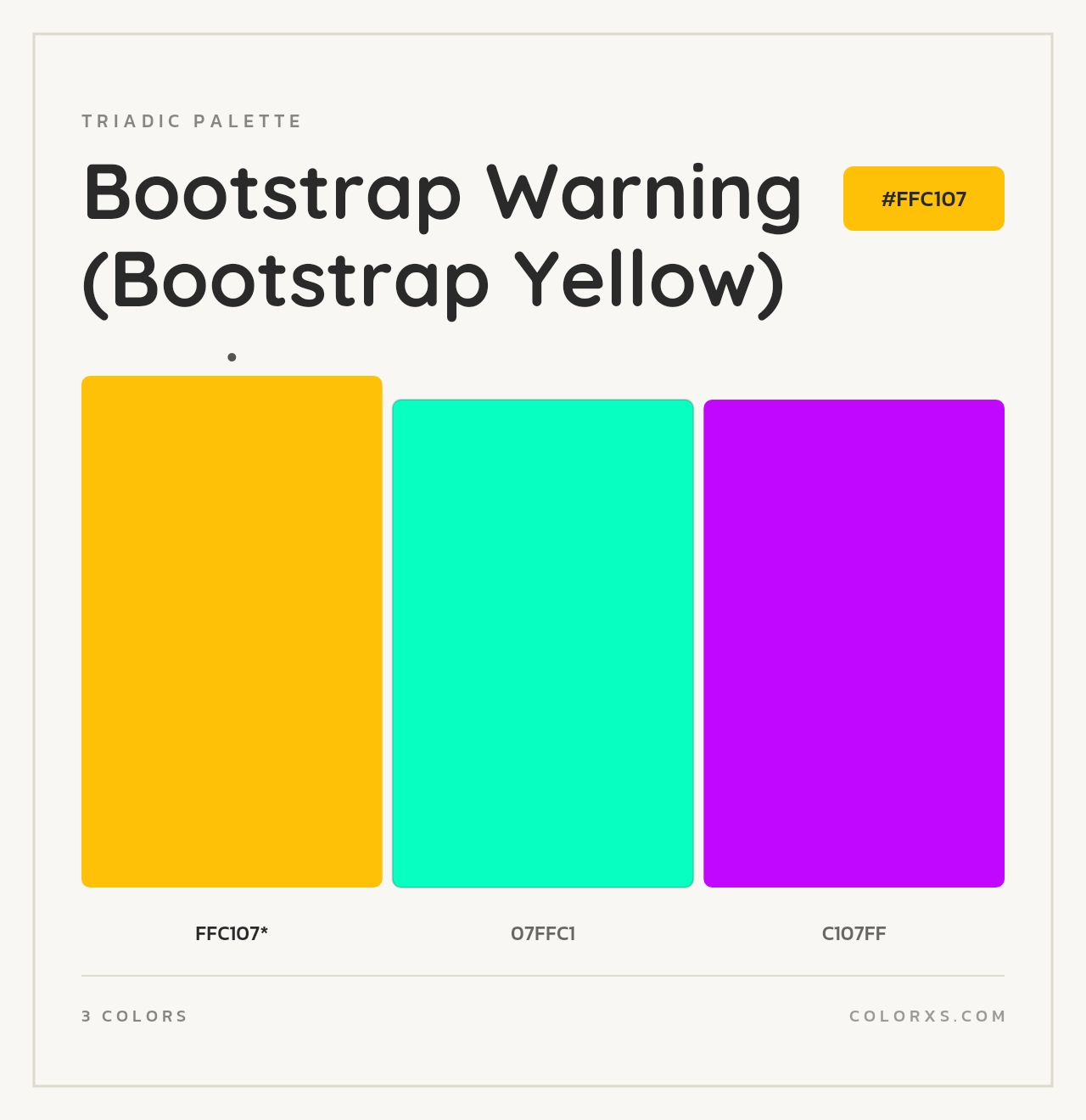 Bootstrap Warning (Bootstrap Yellow) - Triadic Color Palette
