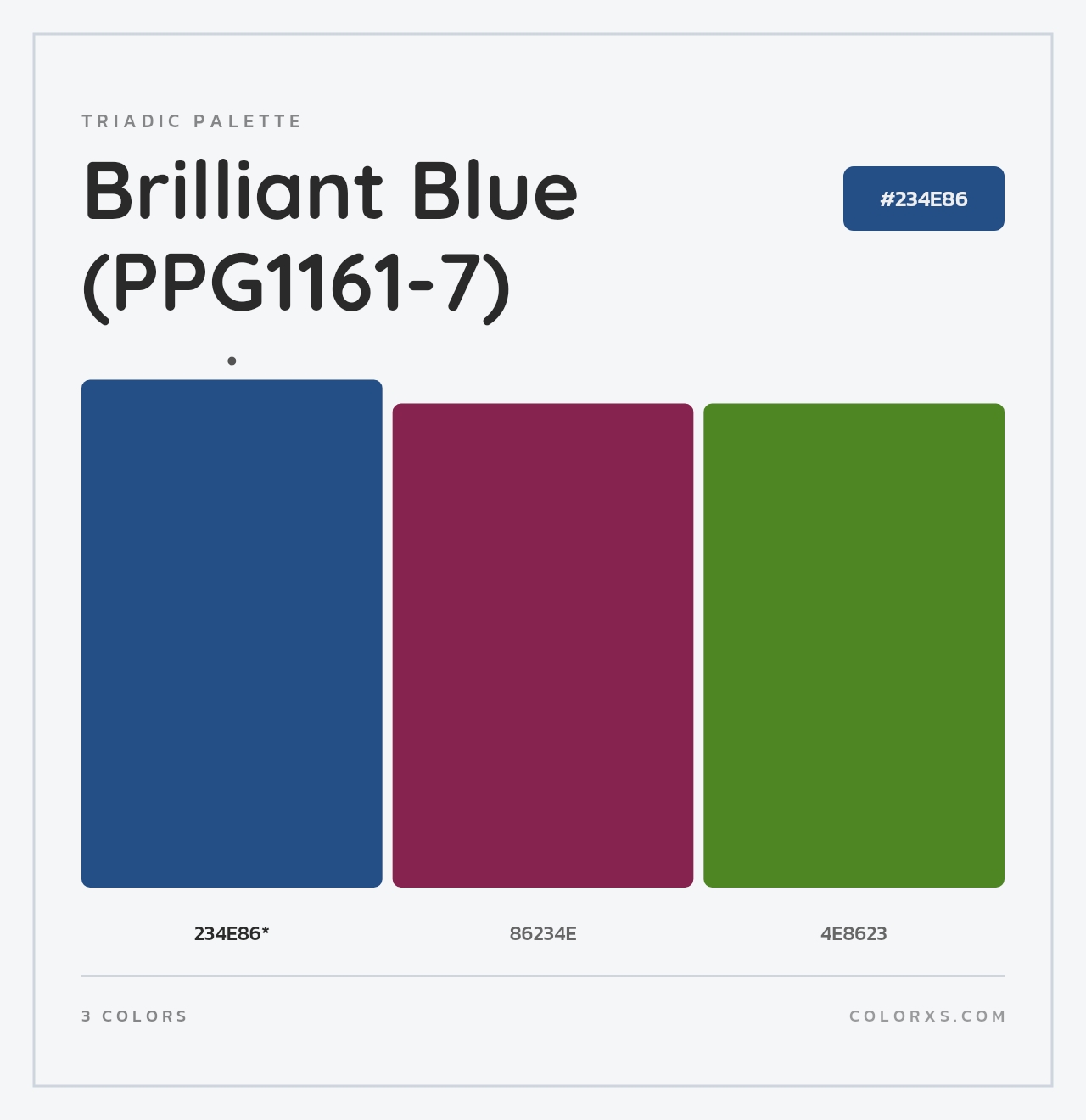 Brilliant Blue (PPG1161-7) - Triadic Color Palette