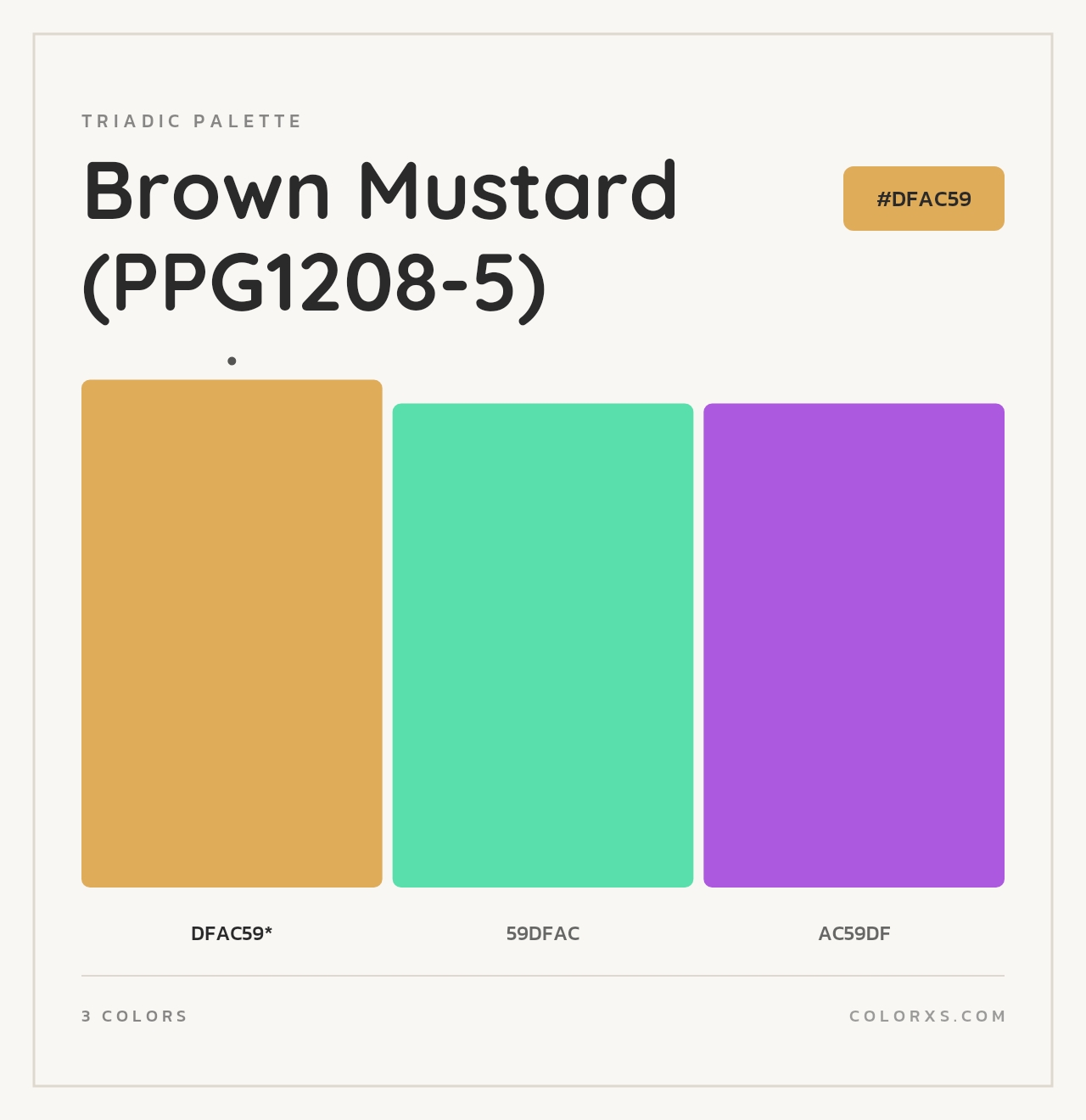 Brown Mustard (PPG1208-5) - Triadic Color Palette