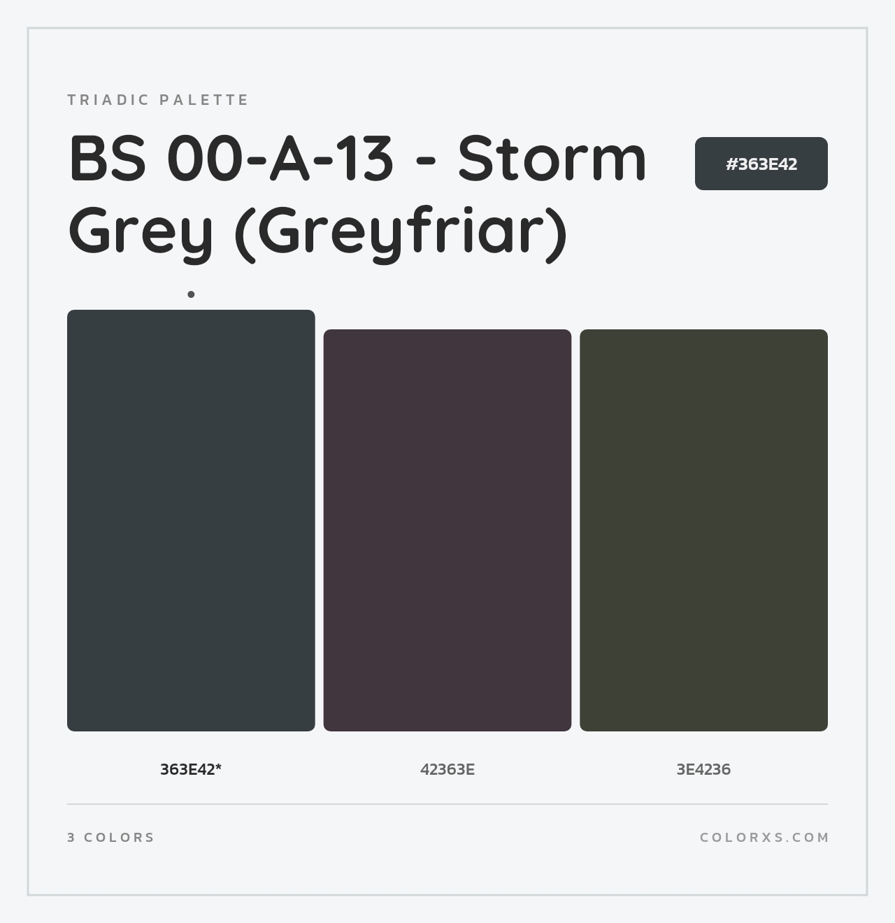 BS 00-A-13 - Storm Grey (Greyfriar) - Triadic Color Palette