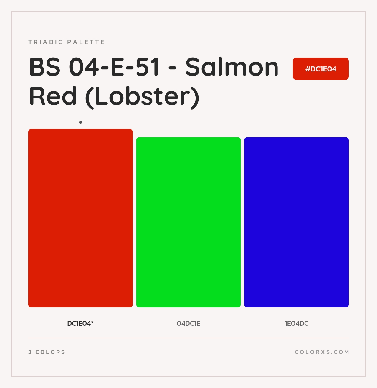 BS 04-E-51 - Salmon Red (Lobster) - Triadic Color Palette