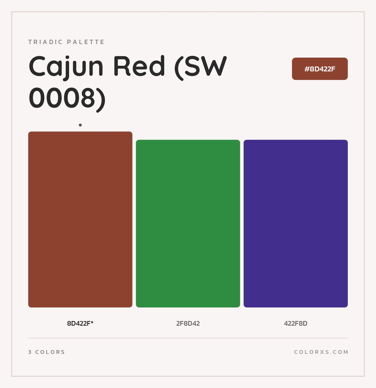 Cajun Red (SW 0008) - Triadic Color Palette