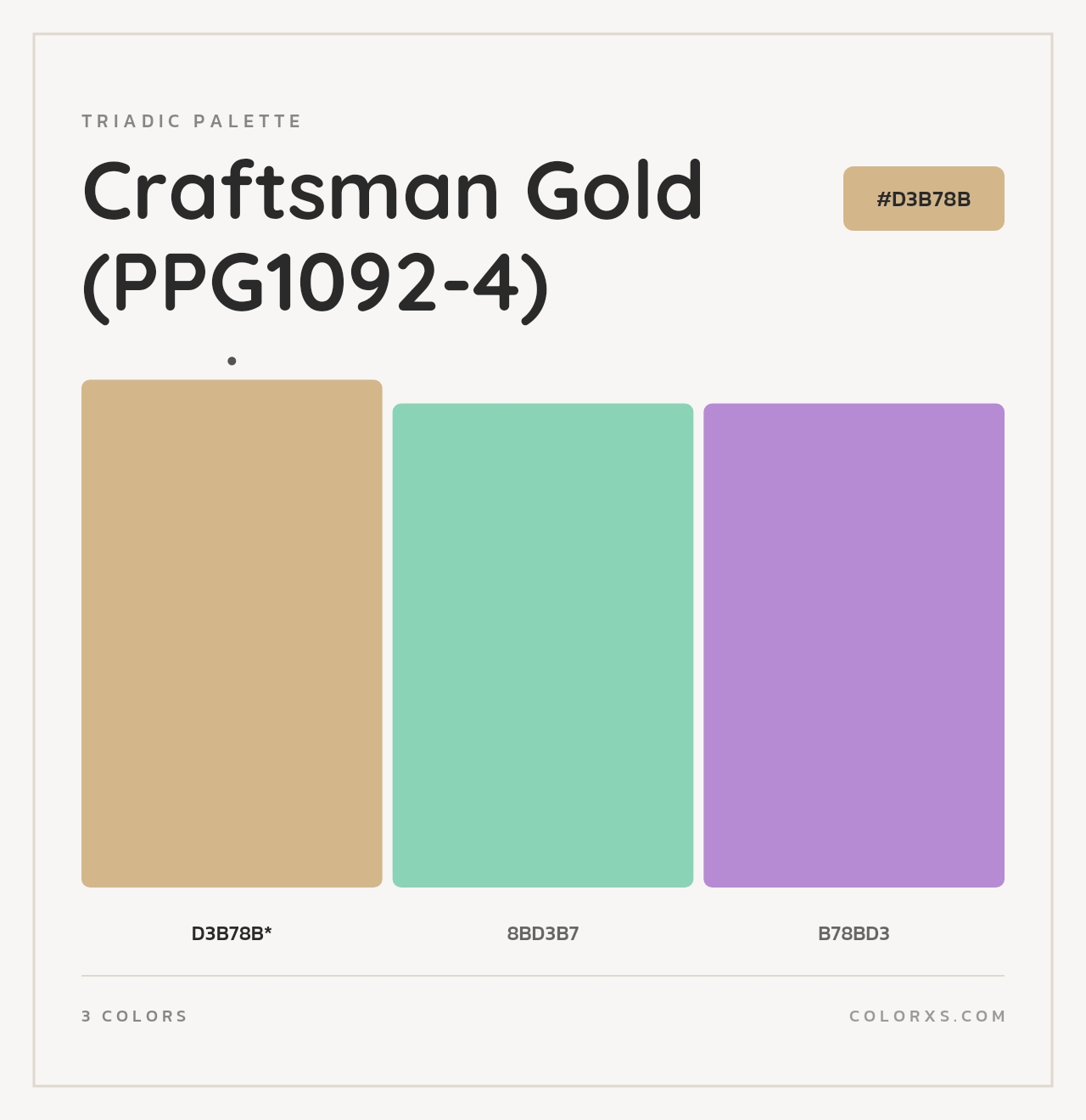 Craftsman Gold (PPG1092-4) - Triadic Color Palette