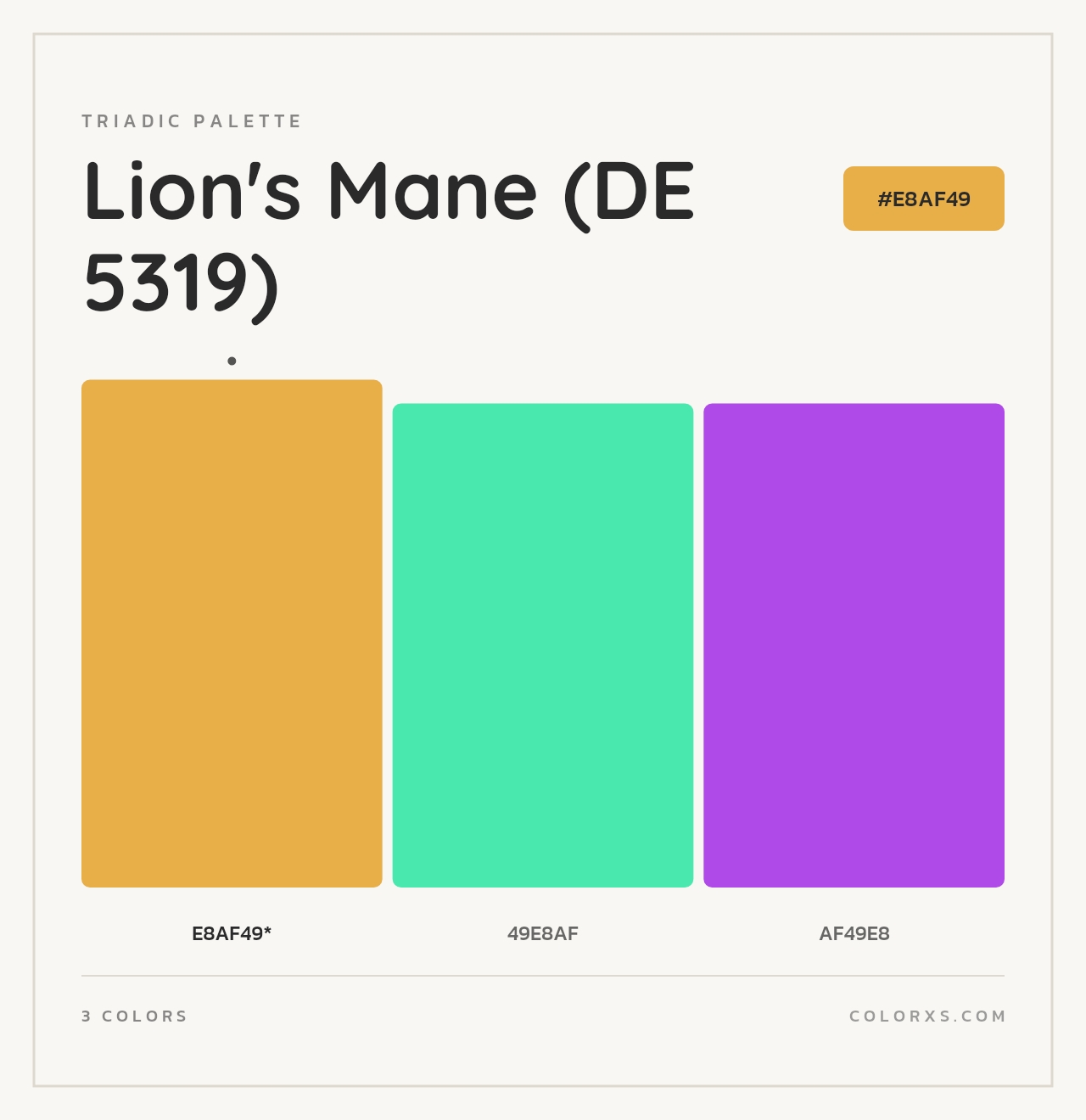 Lion's Mane (DE 5319) - Triadic Color Palette