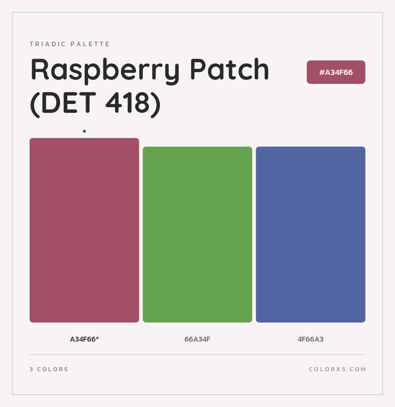 Raspberry Patch (DET 418) - Triadic Color Palette