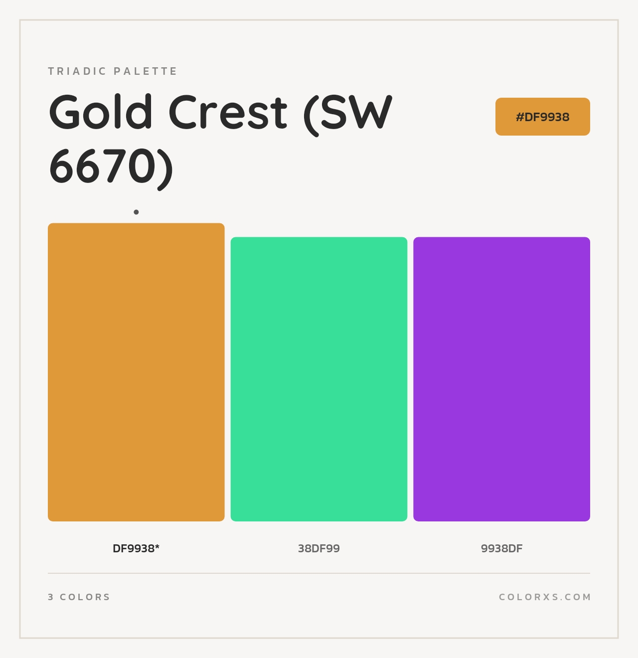 Gold Crest (SW 6670) - Triadic Color Palette