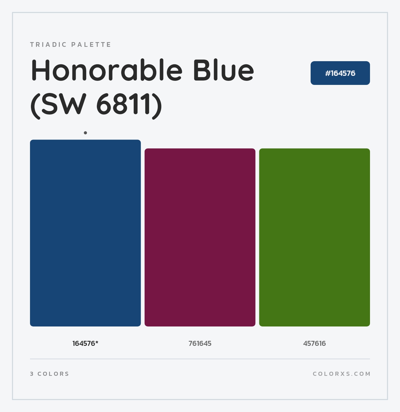 Honorable Blue (SW 6811) - Triadic Color Palette