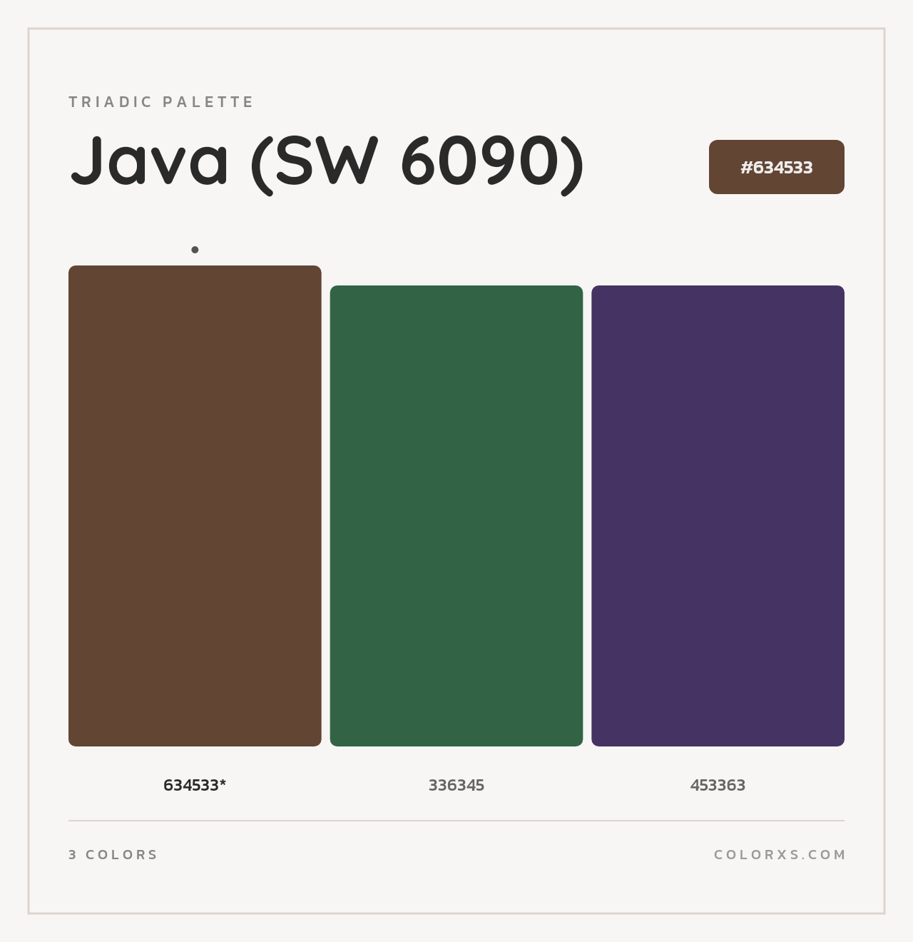 Java (SW 6090) - Triadic Color Palette