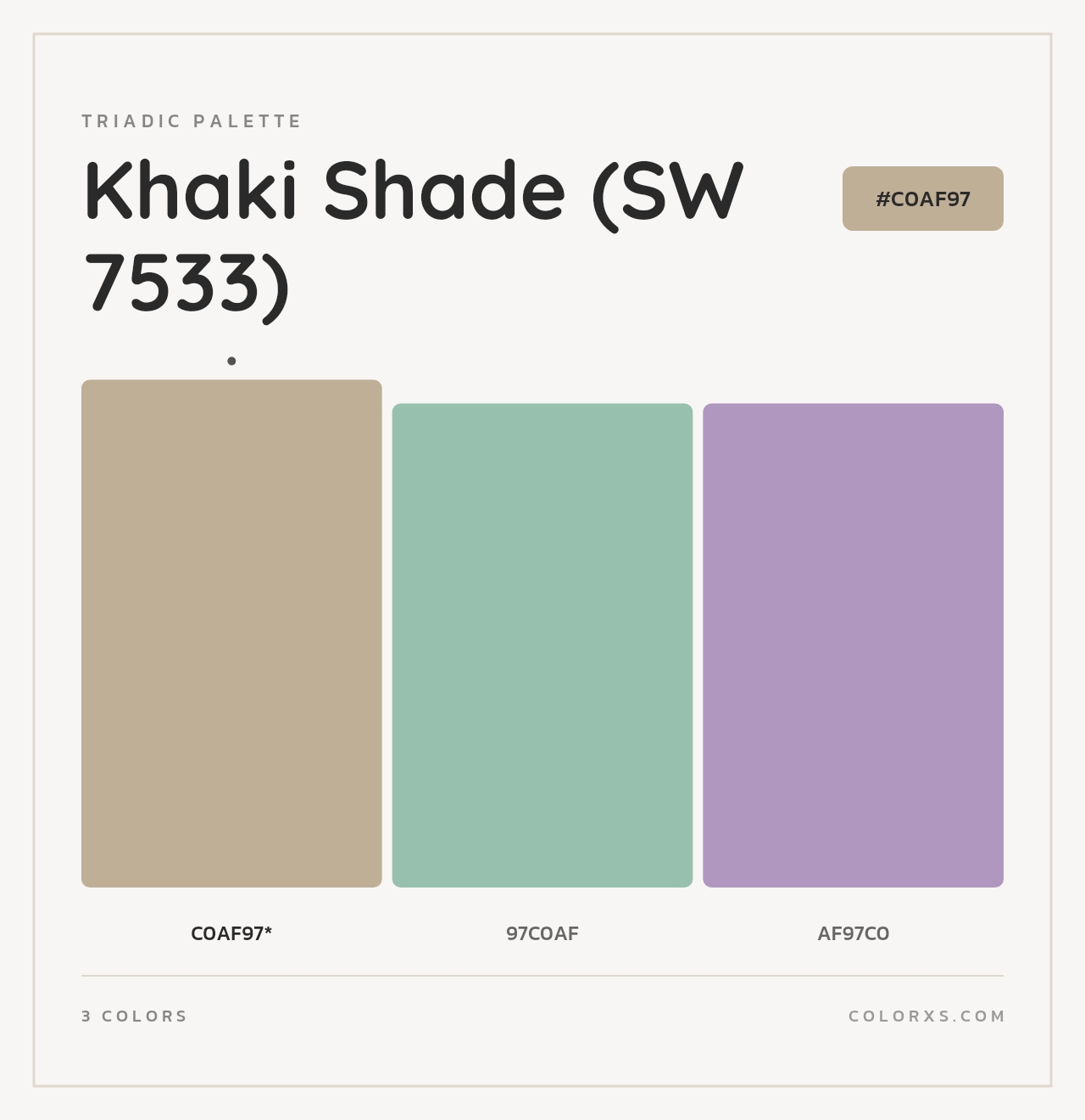 Khaki Shade (SW 7533) - Triadic Color Palette