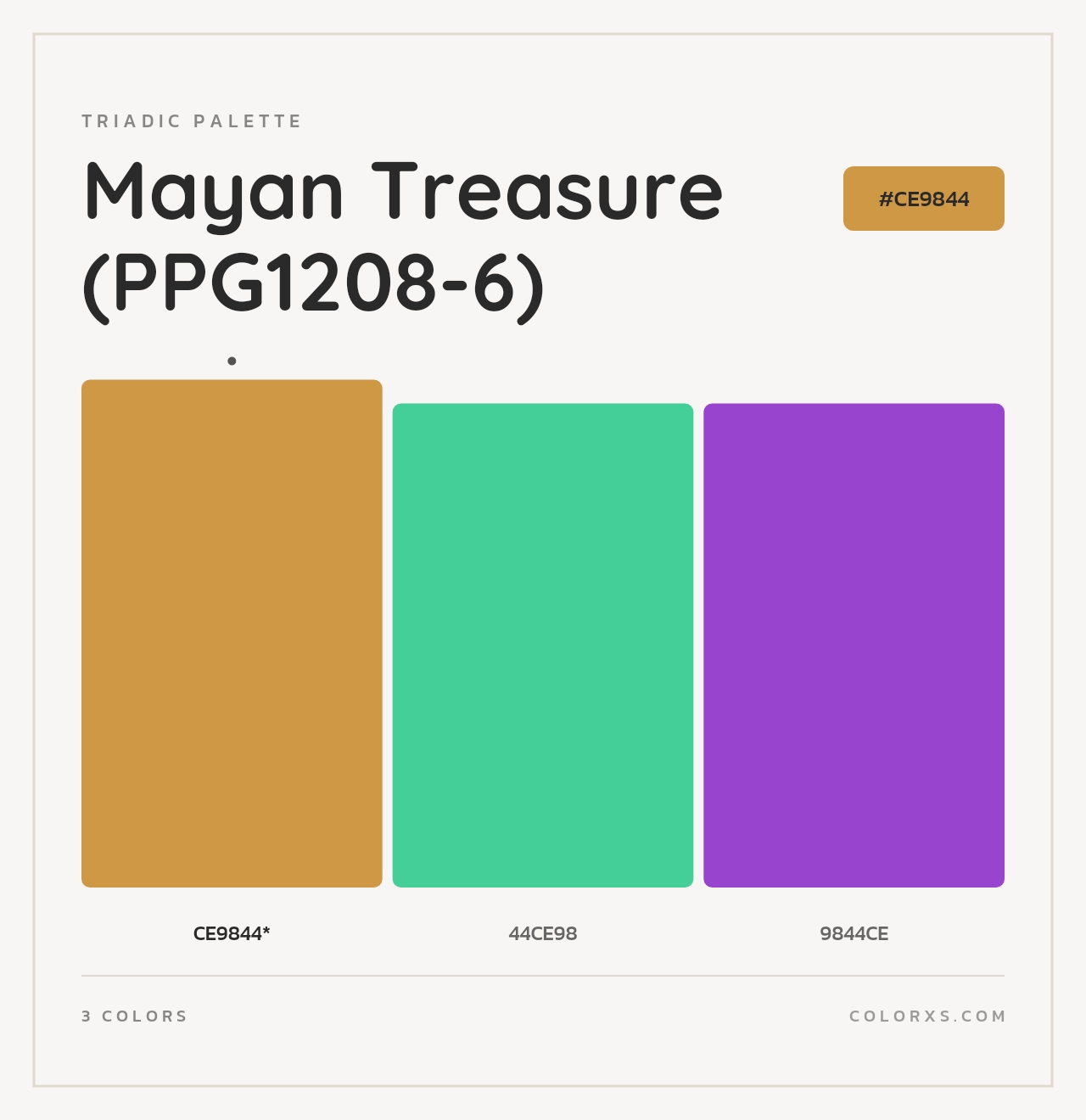Mayan Treasure (PPG1208-6) - Triadic Color Palette