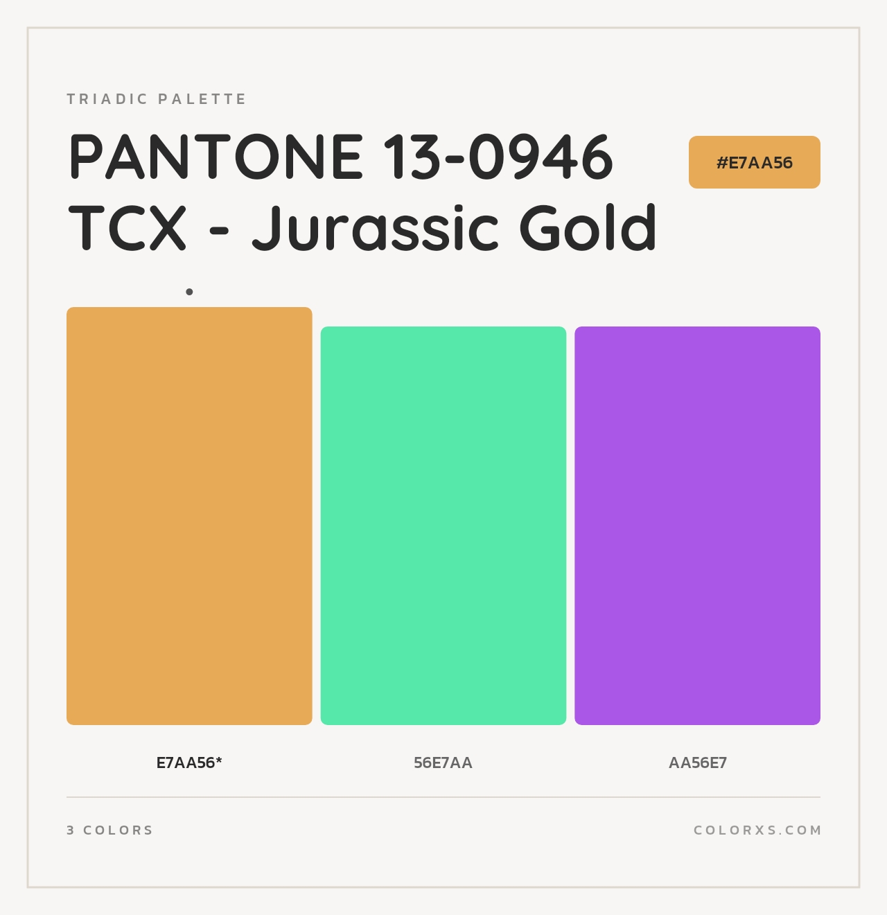 PANTONE 13-0946 TCX - Jurassic Gold - Triadic Color Palette