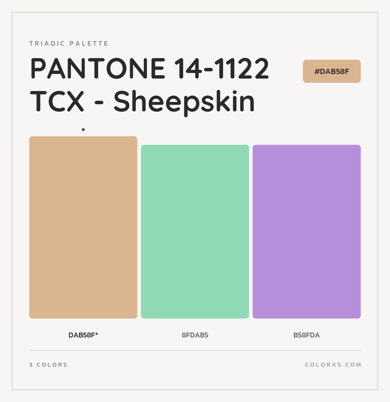 PANTONE 14-1122 TCX - Sheepskin - Triadic Color Palette