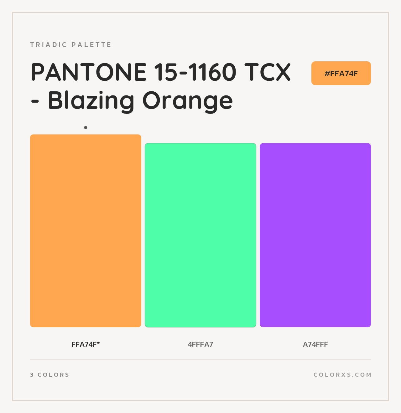 PANTONE 15-1160 TCX - Blazing Orange - Triadic Color Palette