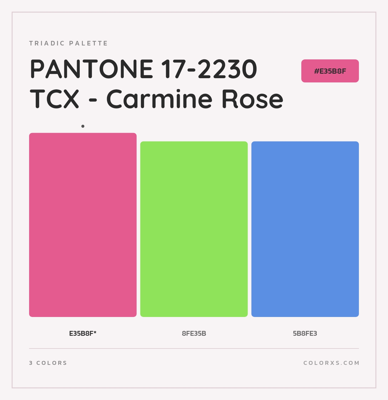 PANTONE 17-2230 TCX - Carmine Rose - Triadic Color Palette
