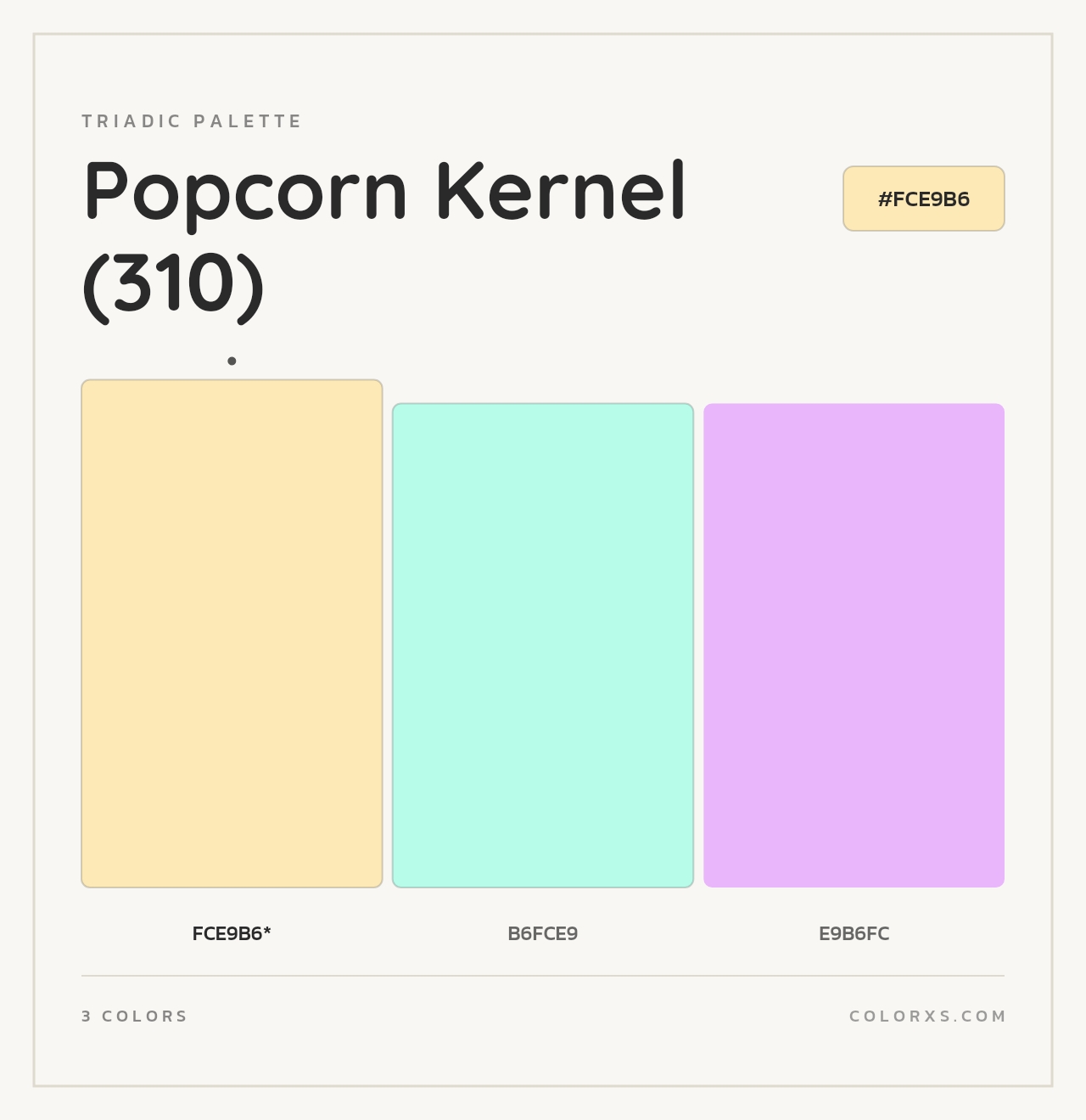 Popcorn Kernel (310) - Triadic Color Palette