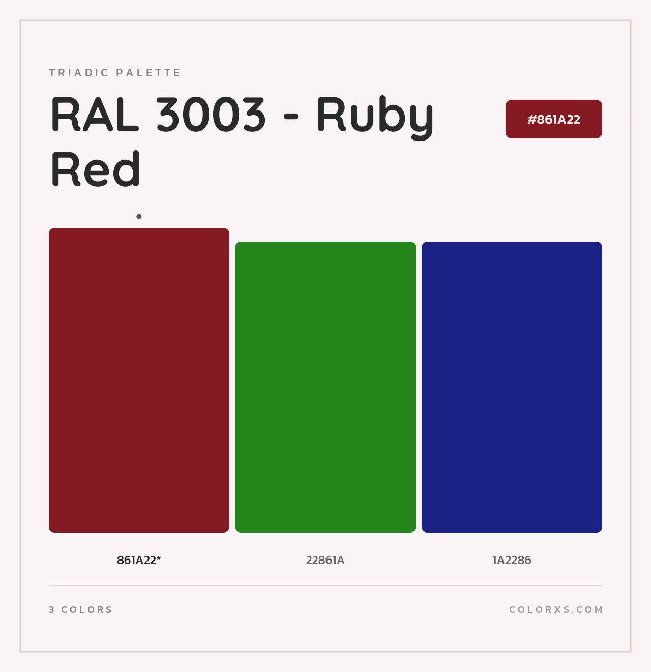 RAL 3003 - Ruby Red - Triadic Color Palette