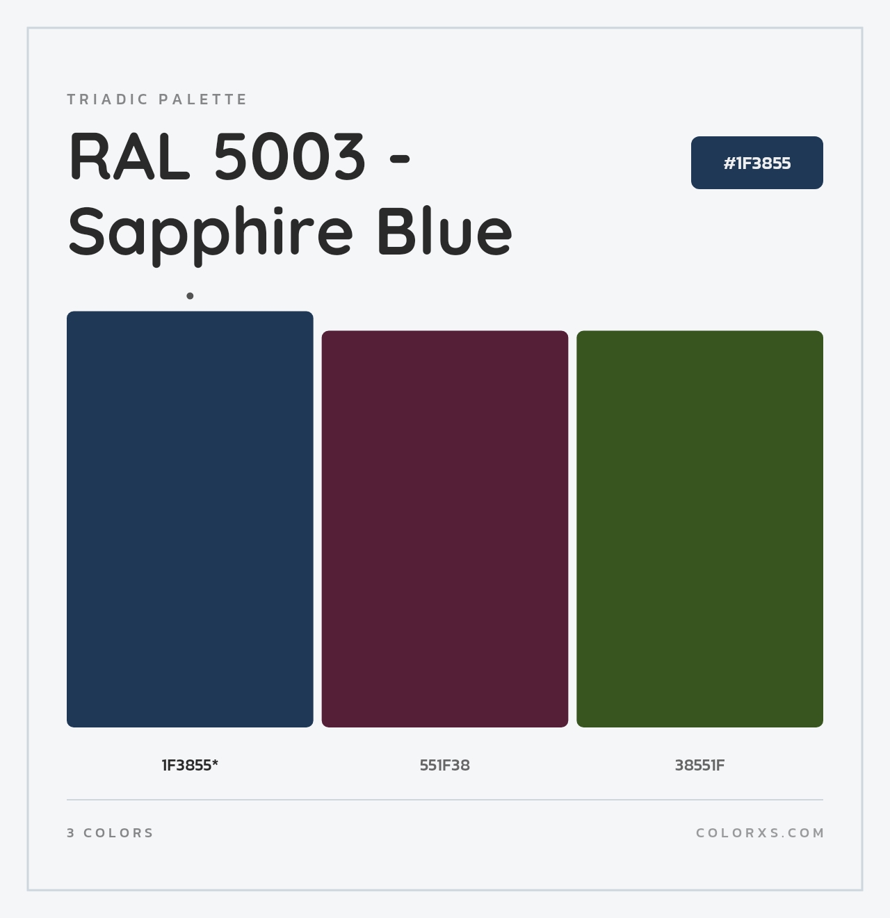 RAL 5003 - Sapphire Blue - Triadic Color Palette