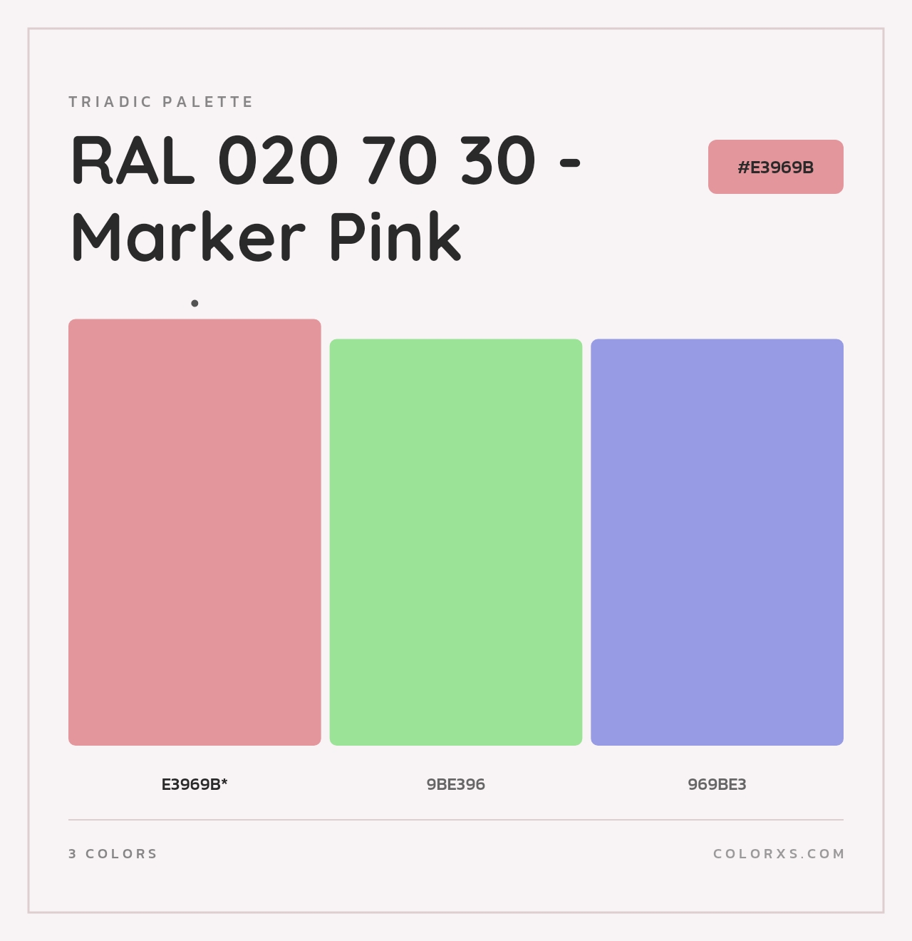 RAL 020 70 30 - Marker Pink - Triadic Color Palette