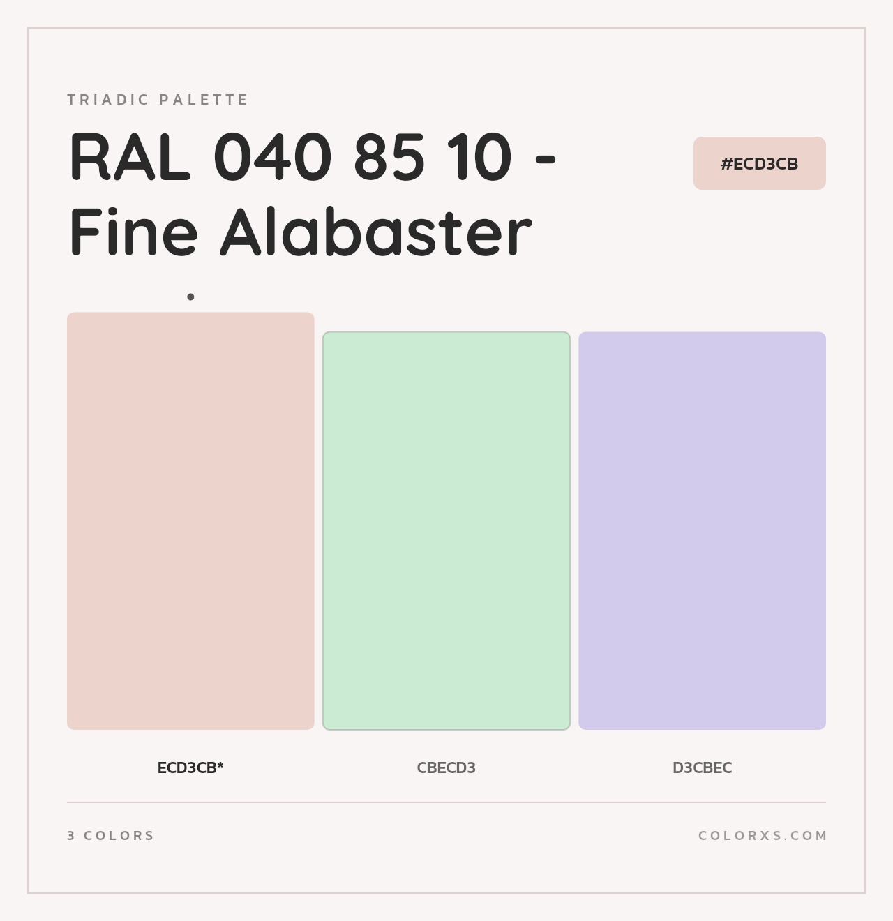 RAL 040 85 10 - Fine Alabaster - Triadic Color Palette