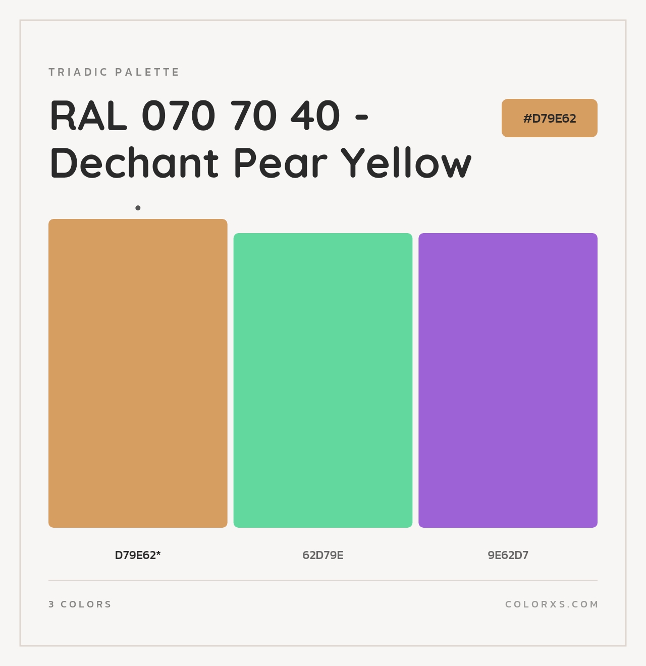 RAL 070 70 40 - Dechant Pear Yellow - Triadic Color Palette
